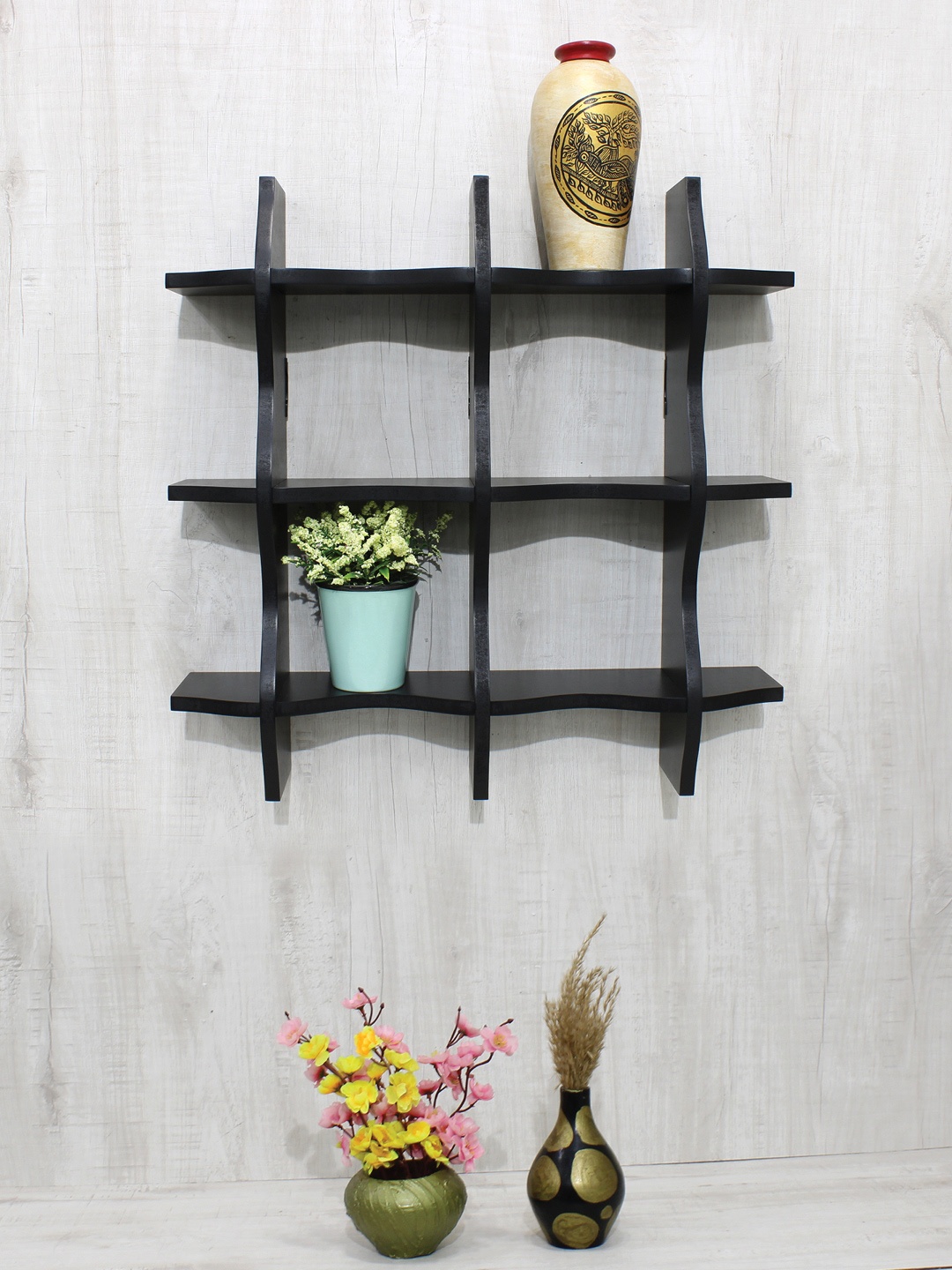 

RANDOM Black MDF 6 Plates Basic Wall Shelf