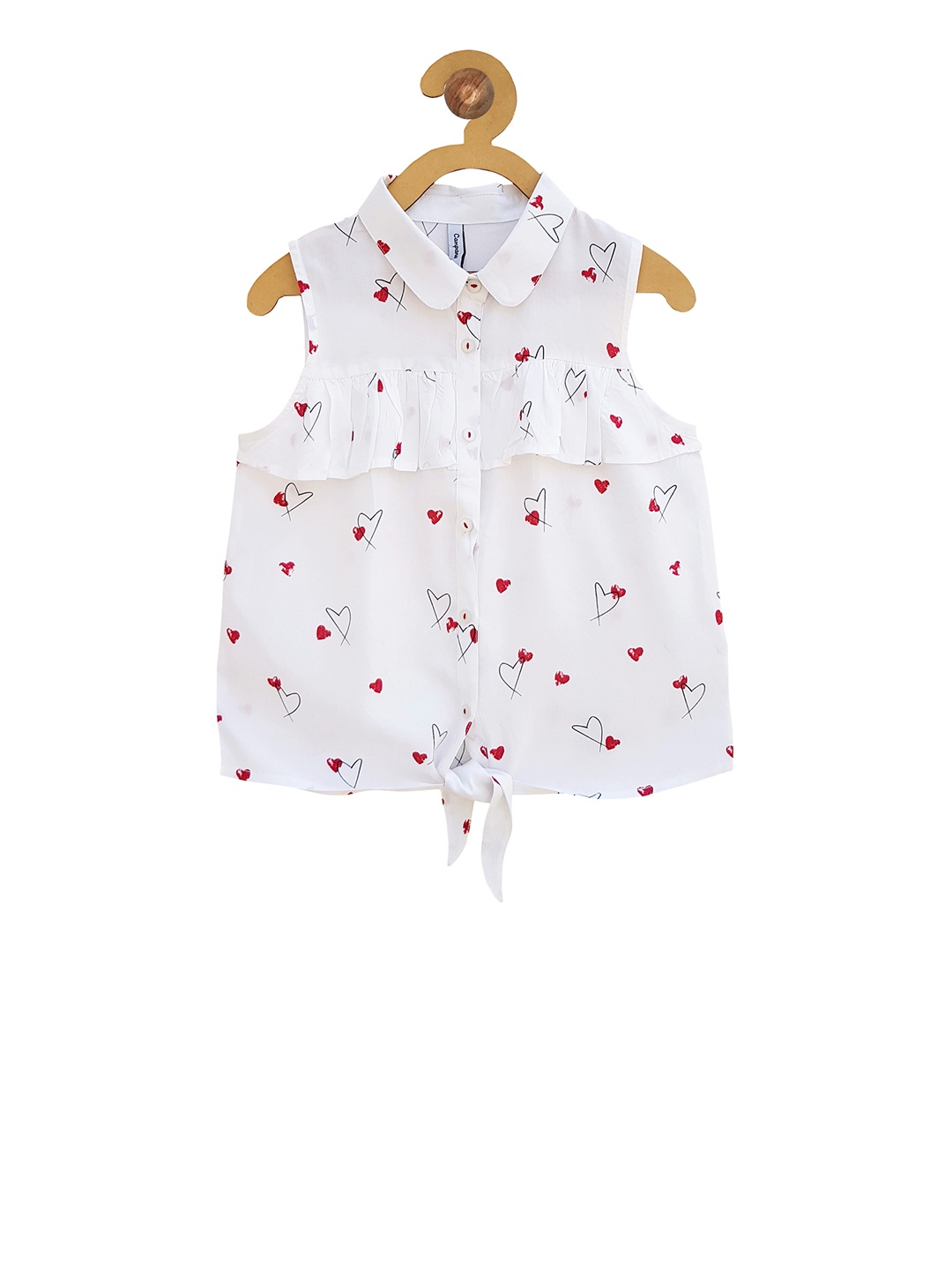 

Campana Girls White Printed Shirt Style Top
