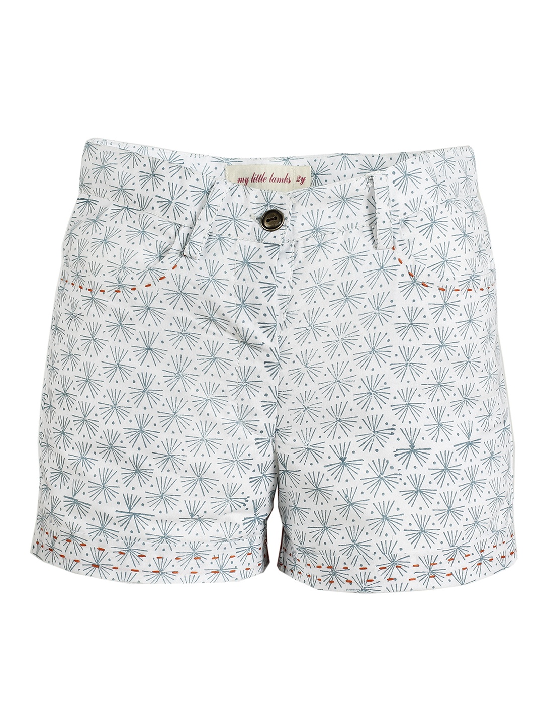 

My Little Lambs Girls White Printed Regular Fit Regular Shorts
