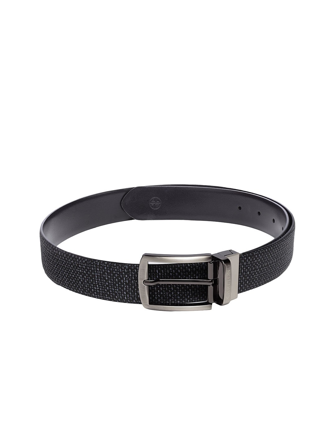 

Carlton London Men Navy Blue Textured Leather Belt