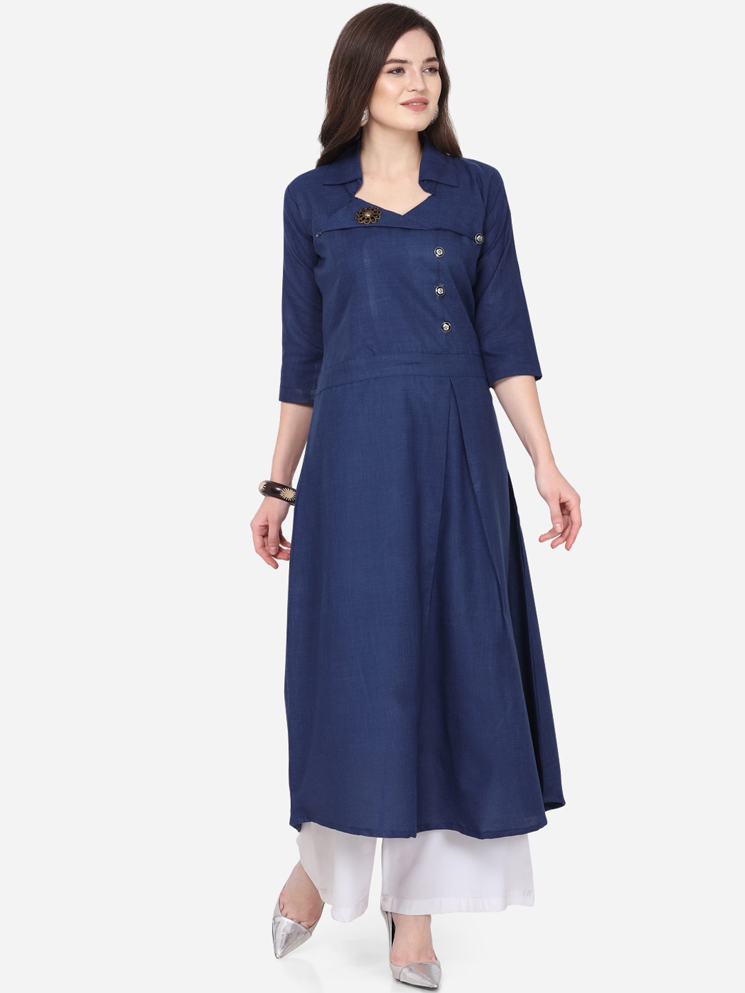 

Silk Bazar Women Navy Blue Solid Fit and Flare Dress