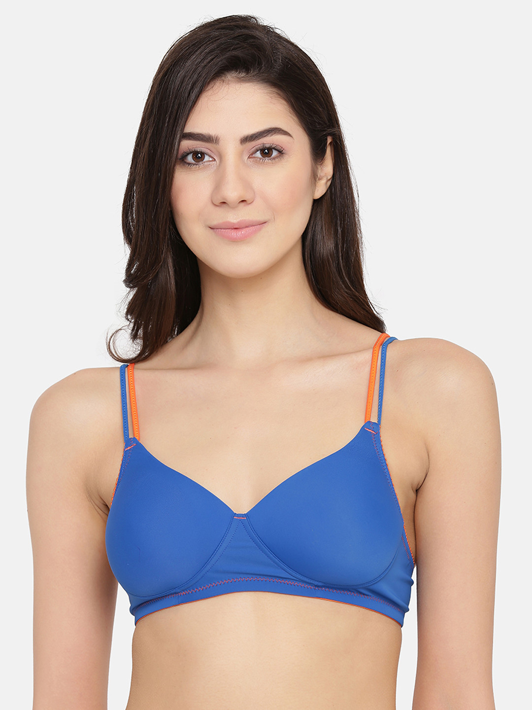 

Clovia Blue Solid Non-Wired Lightly Padded T-shirt Bra BR1789P0832B
