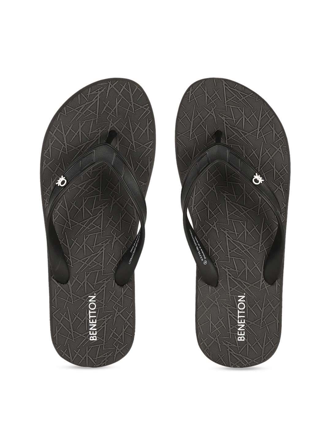 

United Colors of Benetton Men Black Self Design Thong Flip-Flops