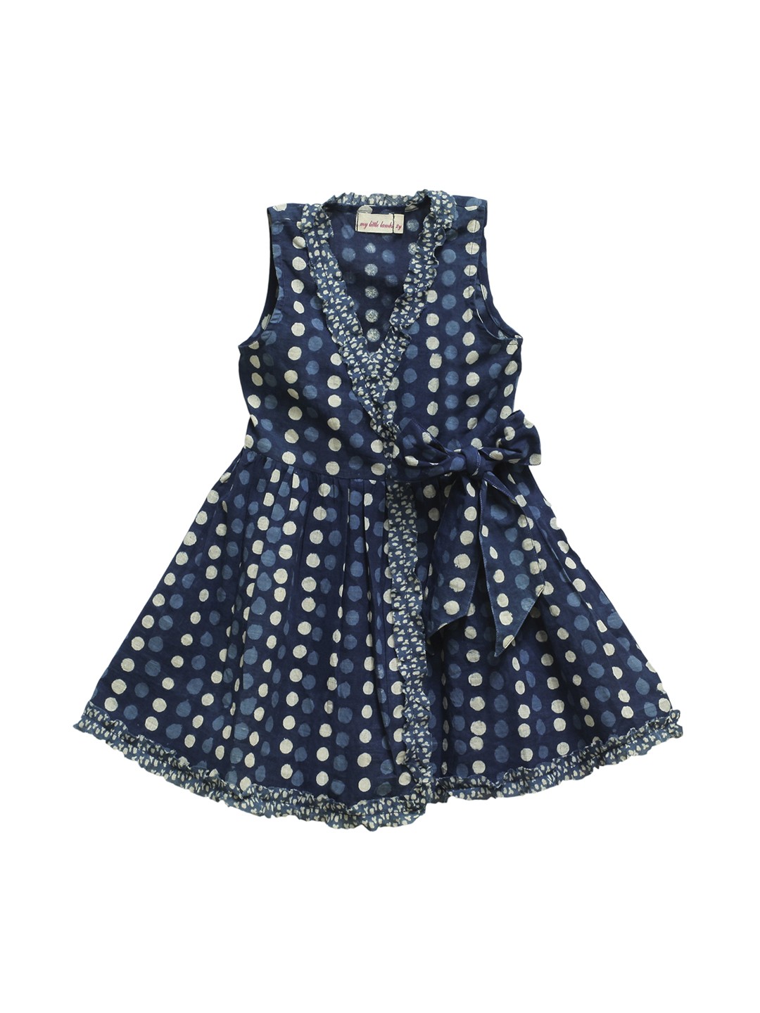 

My Little Lambs Girls Navy Blue & Off-White Printed Fit and Flare Dress