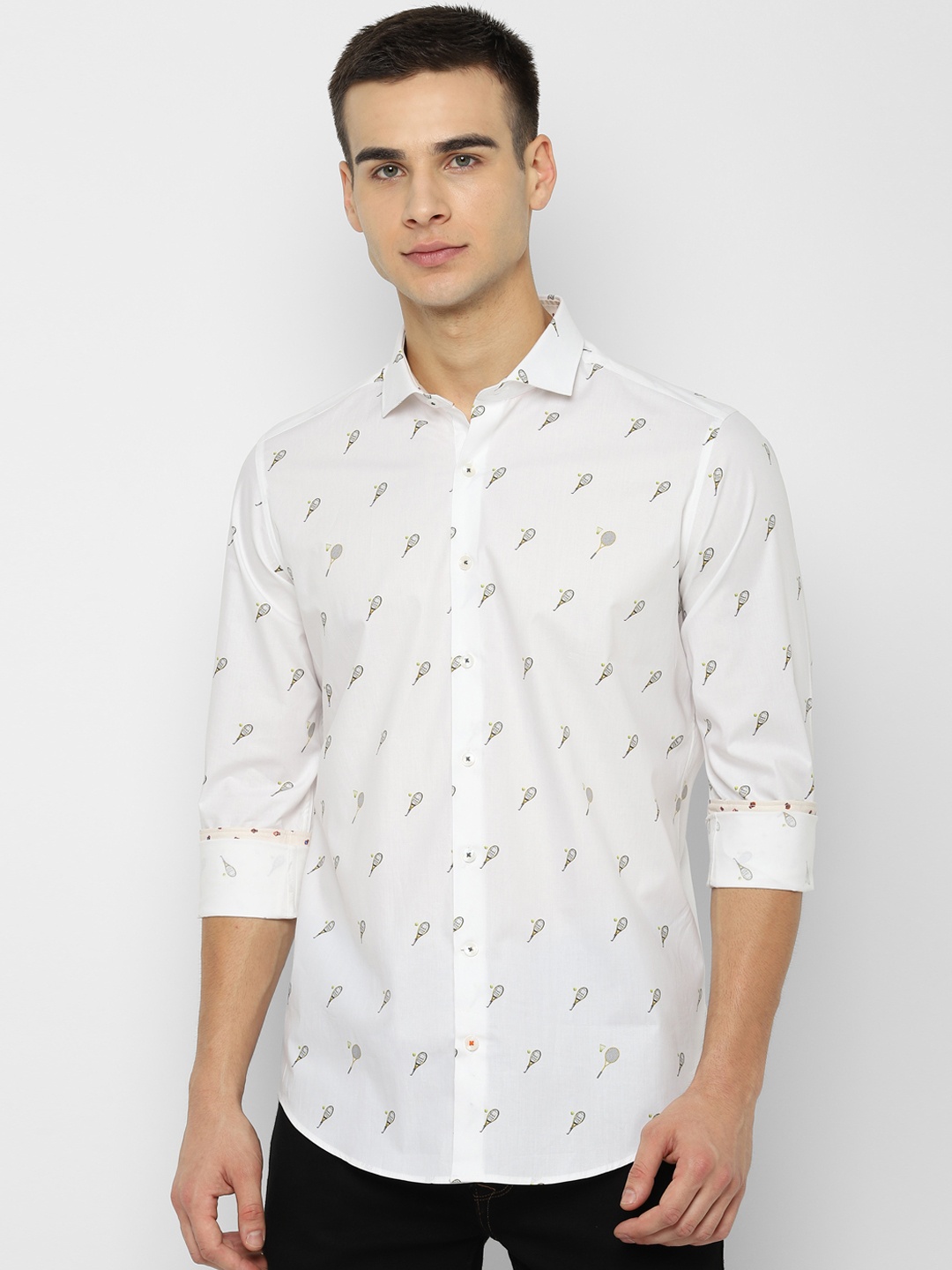 

SIMON CARTER LONDON Men White & Yellow Slim Fit Printed Casual Shirt