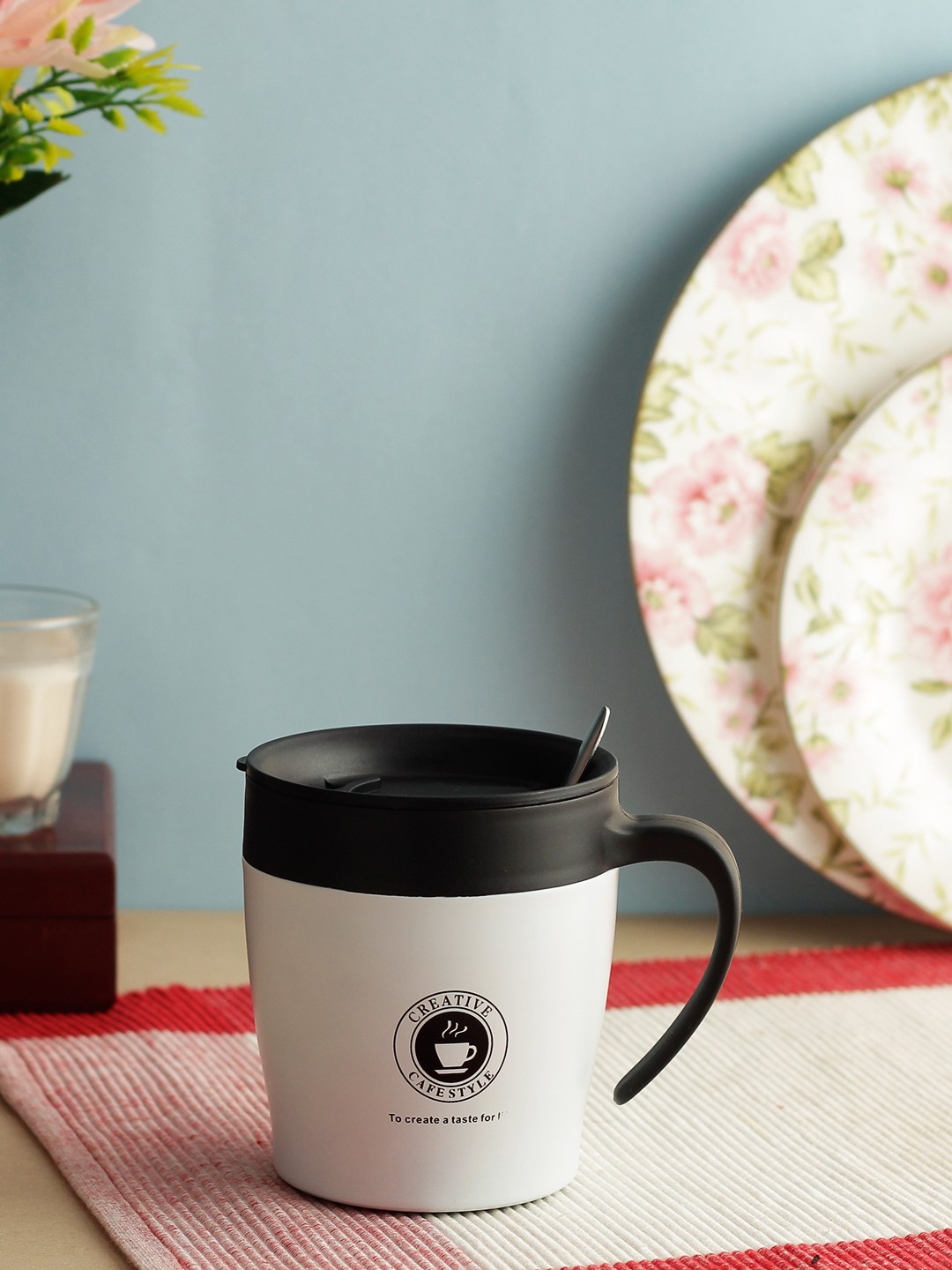 

INCRIZMA White & Black Colourblocked Insulated Stainless Steel Coffee Mug