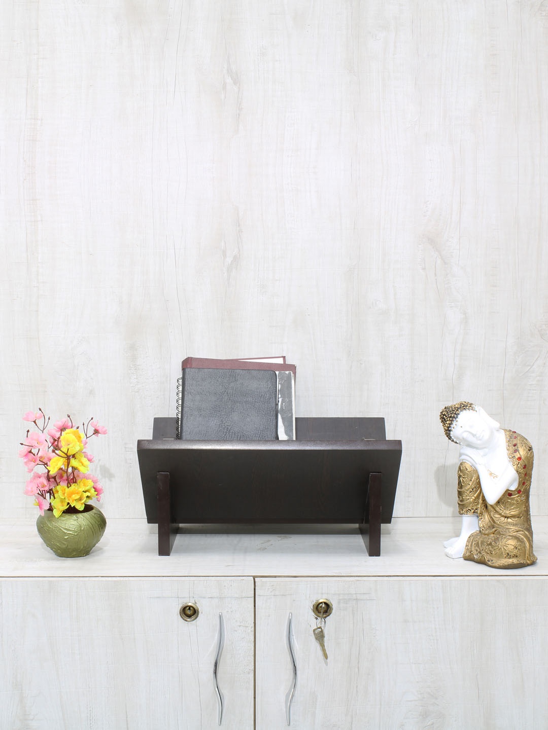 

RANDOM Coffee Brown MDF Basic Book Shelf with stand