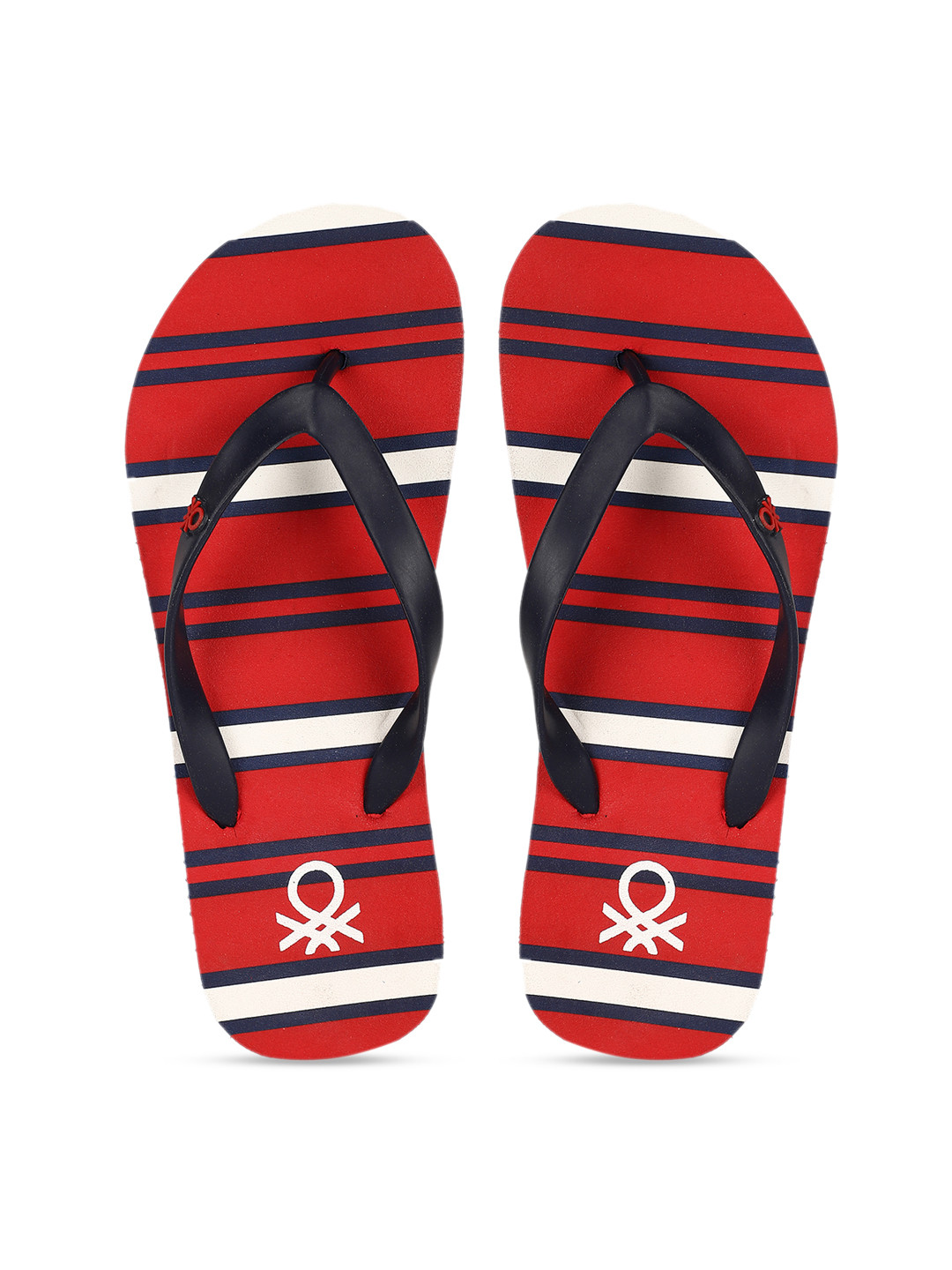 

United Colors of Benetton Men Red & Black Striped Thong Flip-Flops