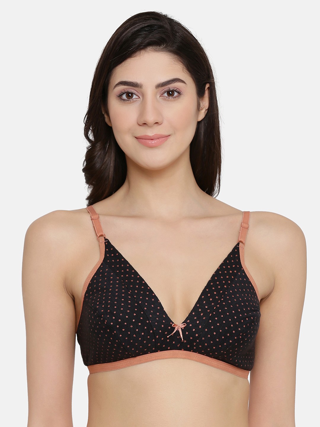 

Clovia Black & Brown Printed Non-Wired Non Padded Everyday Bra BR1595S1332B
