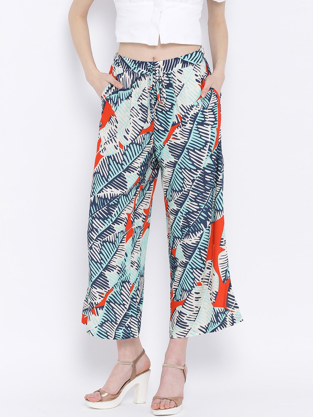 

Oxolloxo Women Multicoloured Regular Fit Printed Culottes, Multi