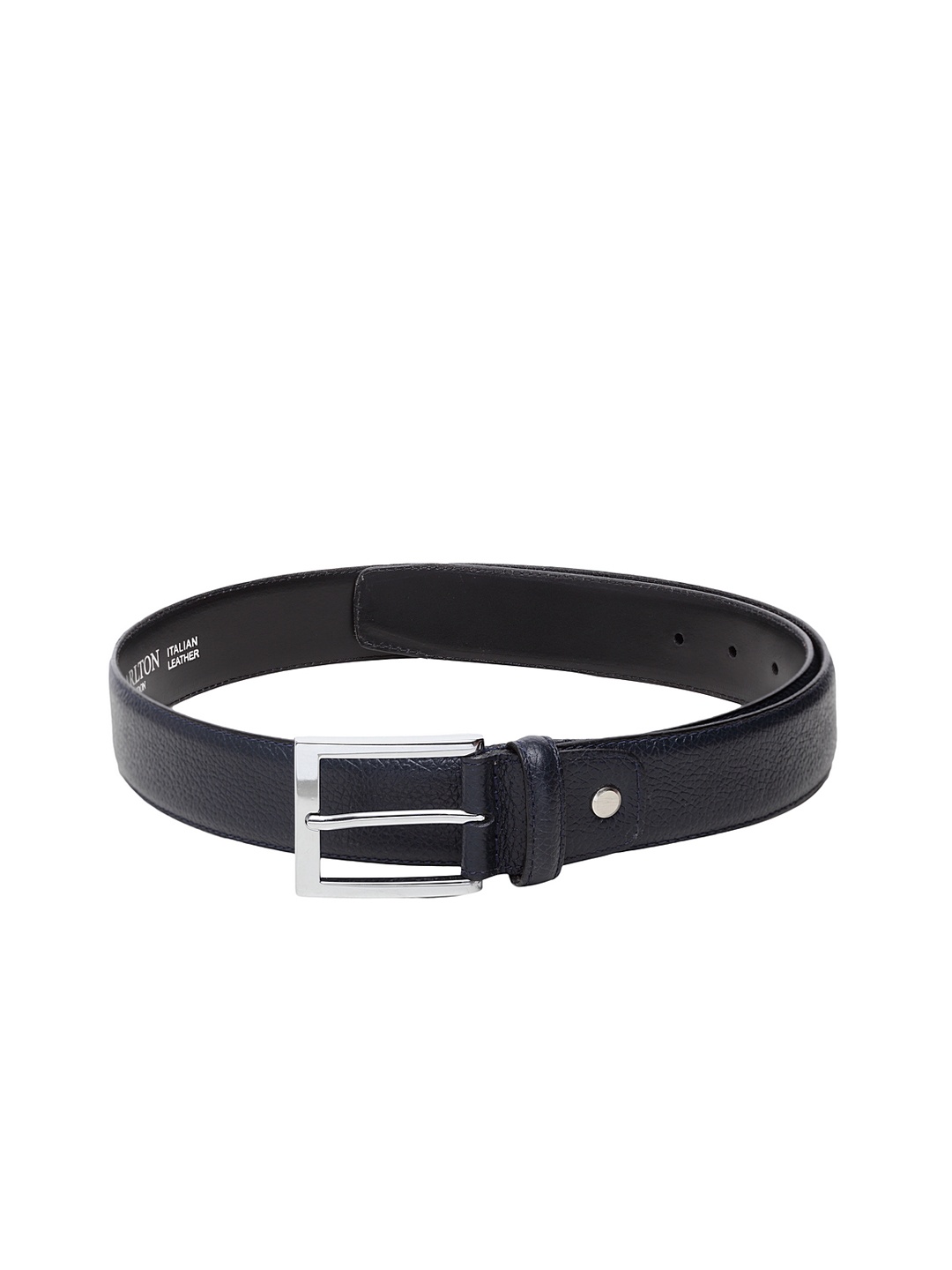 

Carlton London Men Navy Blue Solid Leather Belt