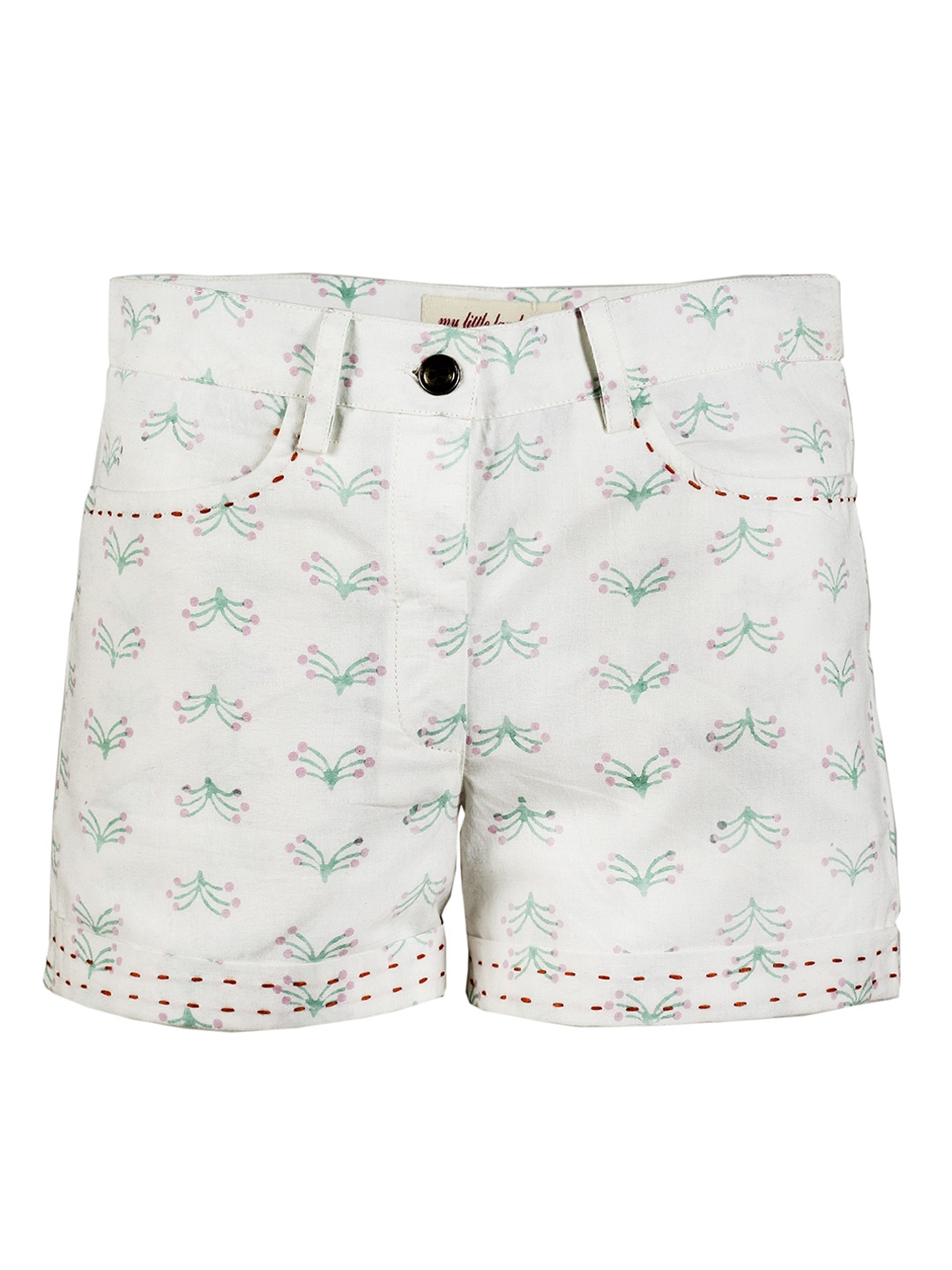 

My Little Lambs Girls White Printed Regular Fit Regular Shorts