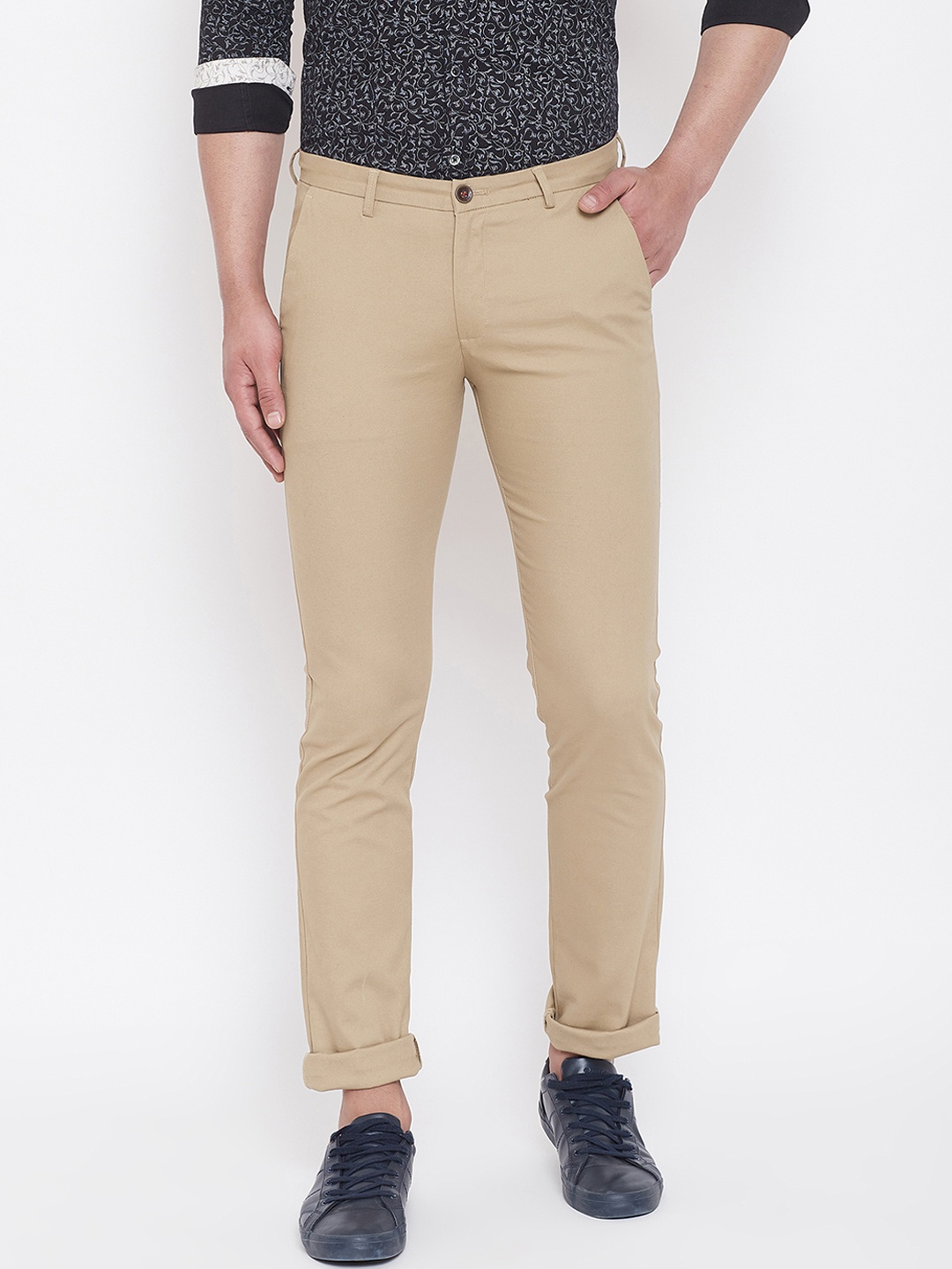 

Duke Men Khaki Slim Fit Solid Regular Trousers