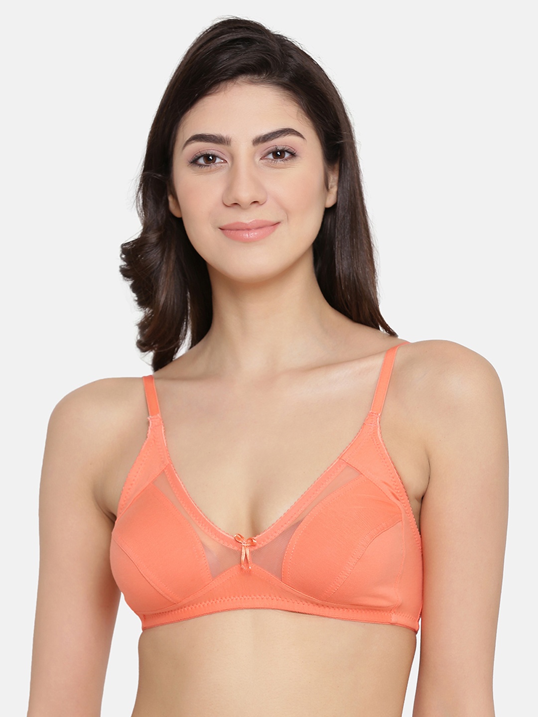 Clovia Orange Solid Non-Wired Non Padded Everyday Bra BR0384P1632B