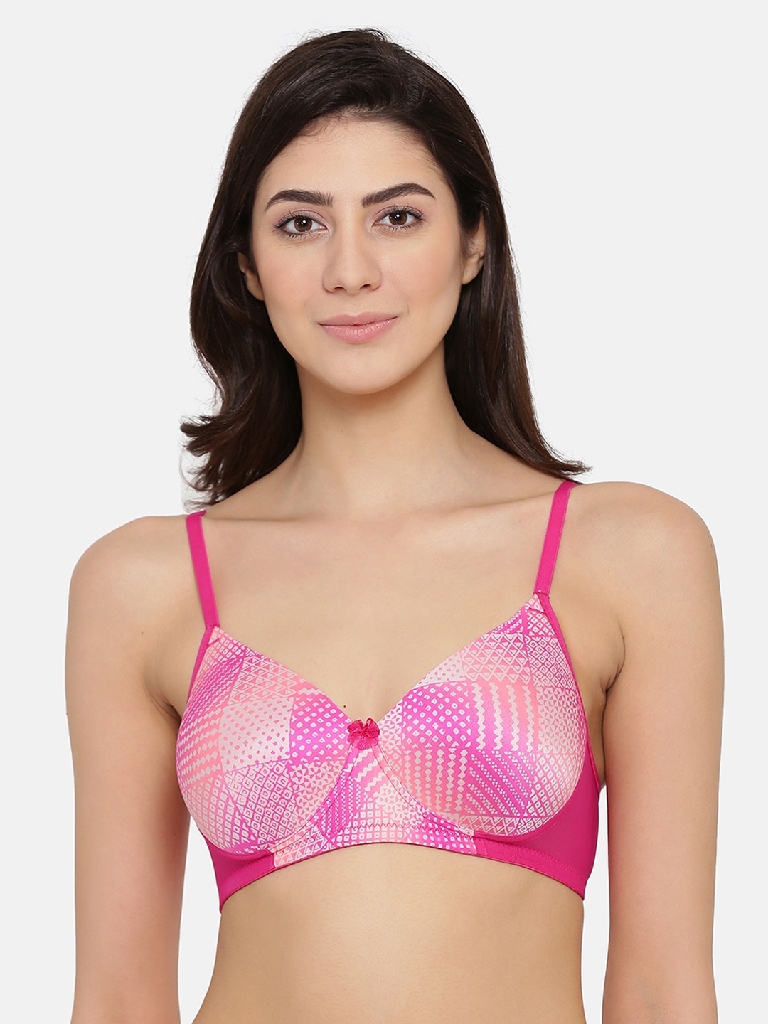 

Clovia Pink & White Printed Non-Wired Lightly Padded Everyday Bra BR1737M1432B