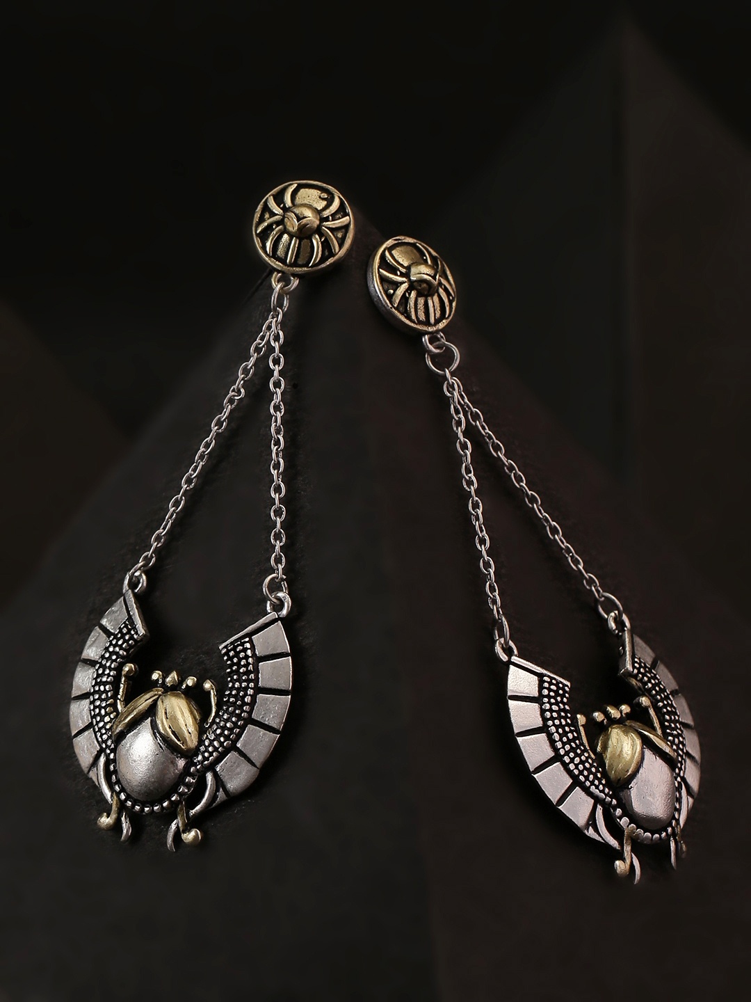 

Voylla Silver-Plated & Gold-Toned Handcrafted Quirky Drop Earrings
