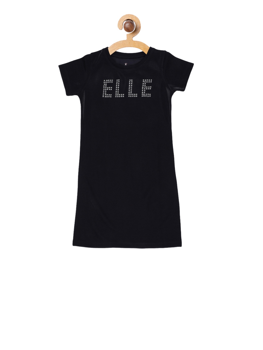 

ELLE Girls Black Printed T-shirt Dress