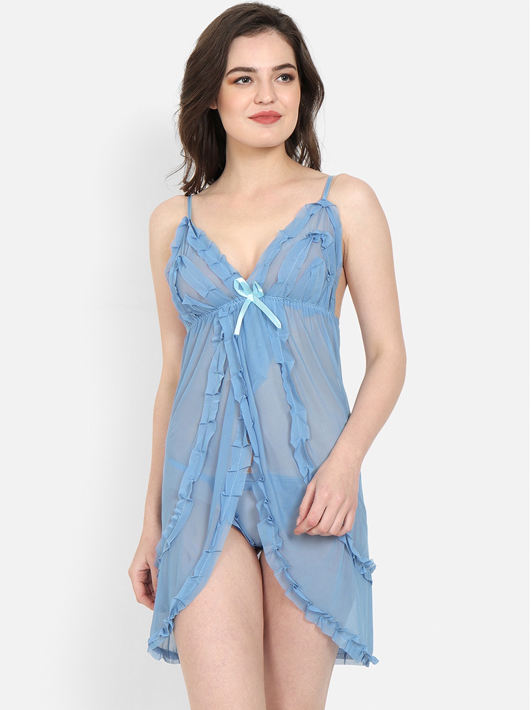 

Ms.Lingies Blue Solid Baby Doll