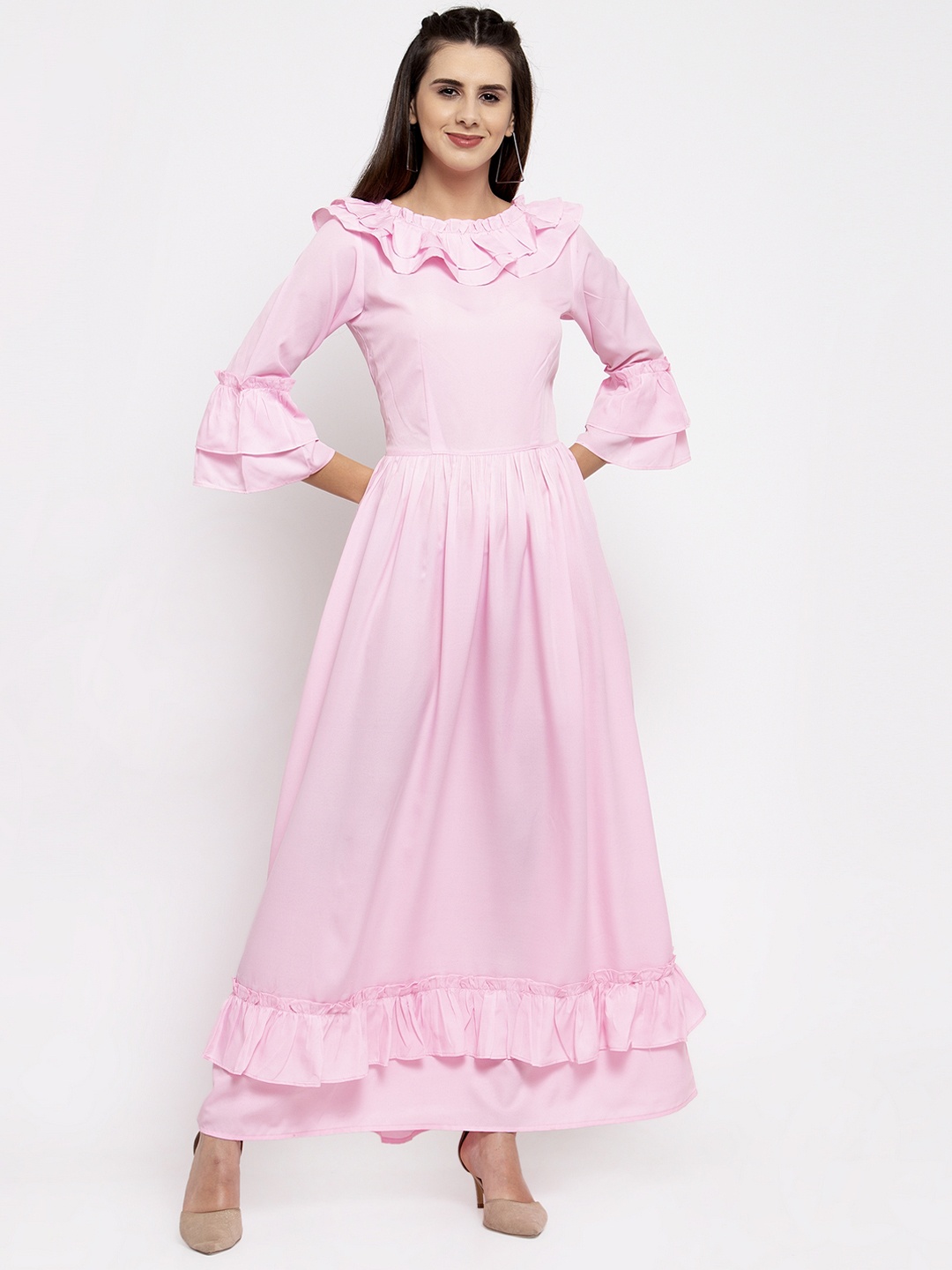 

Karmic Vision Women Pink Solid Maxi Dress