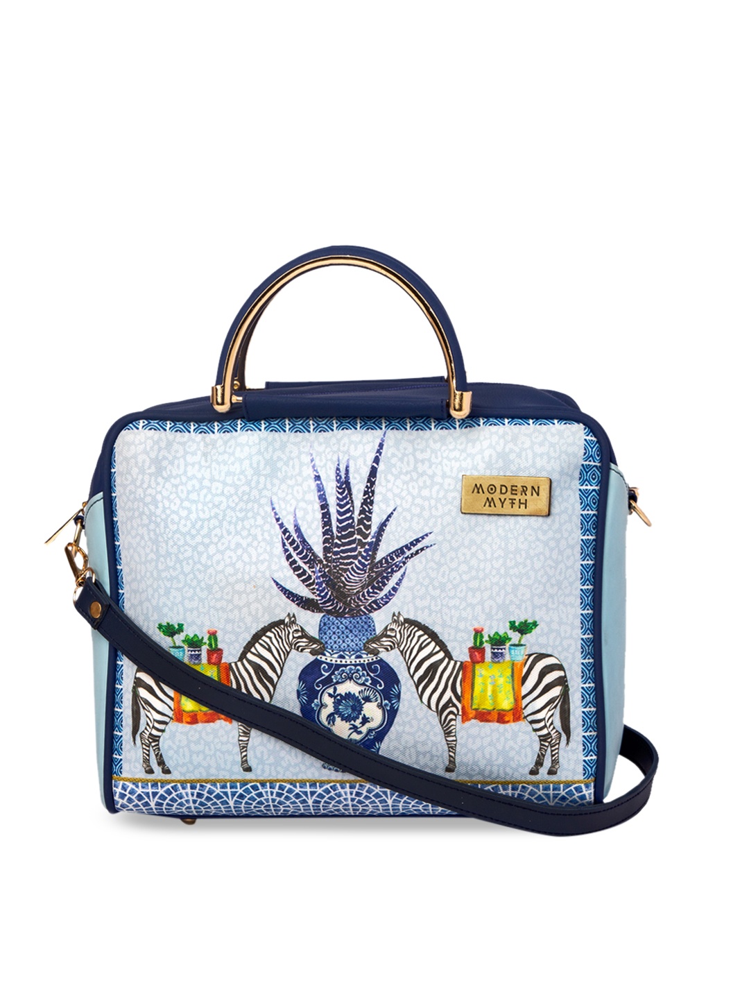 

MODERN MYTH Blue Printed Handheld Bag