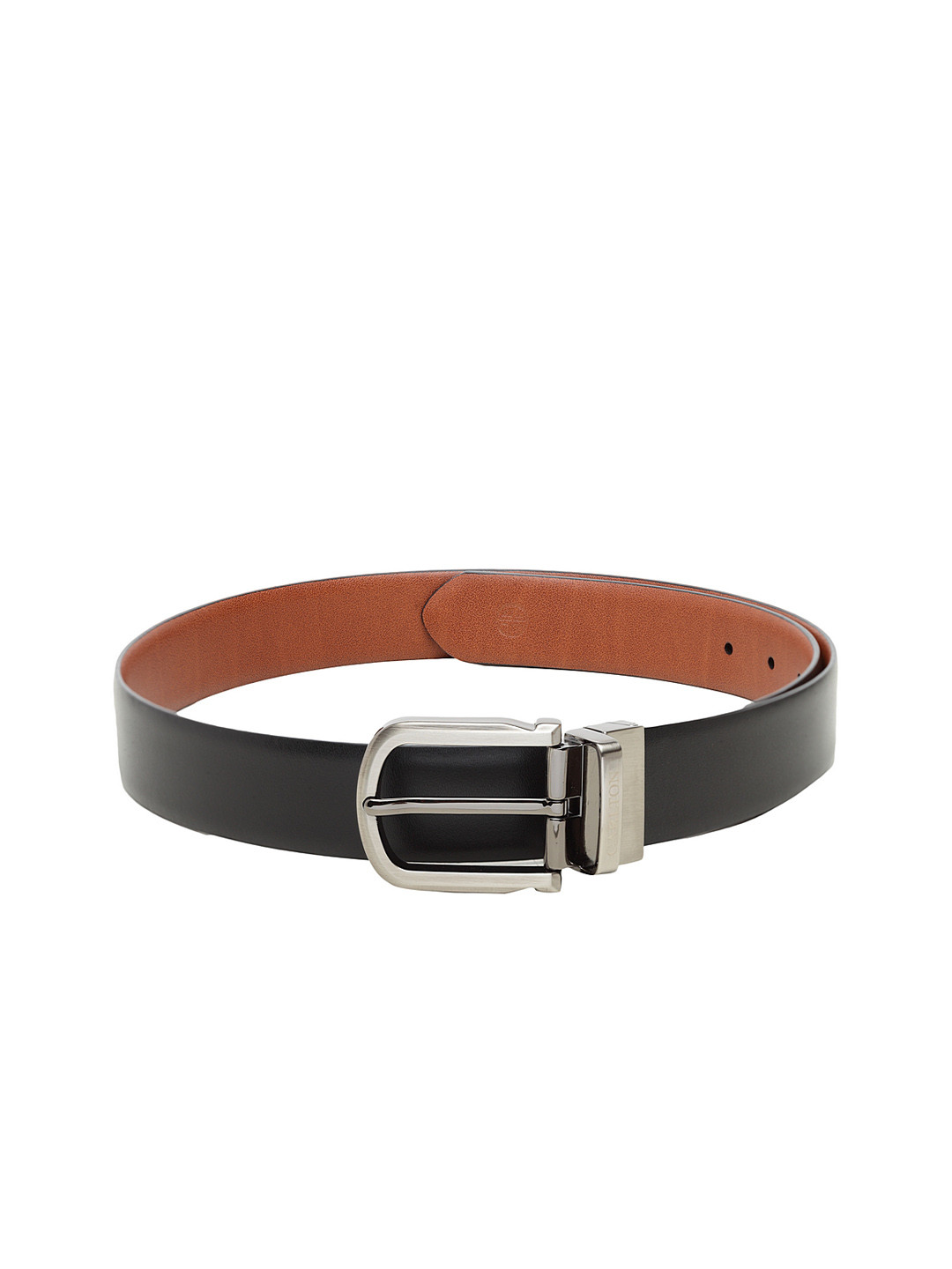

Carlton London Men Black & Tan Brown Solid Leather Belt