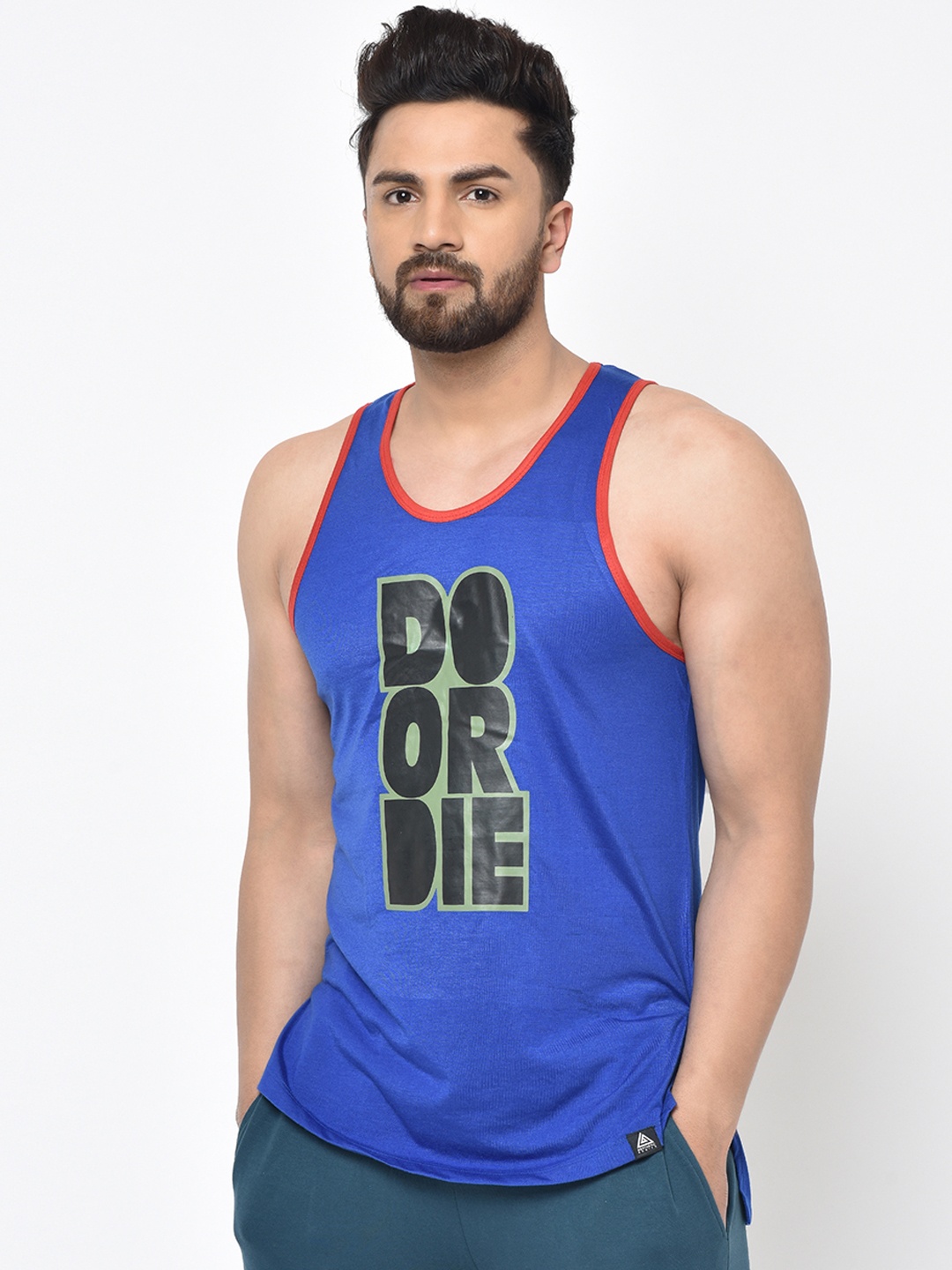 Aesthetic Bodies Men Blue Printed Round Neck T-shirt