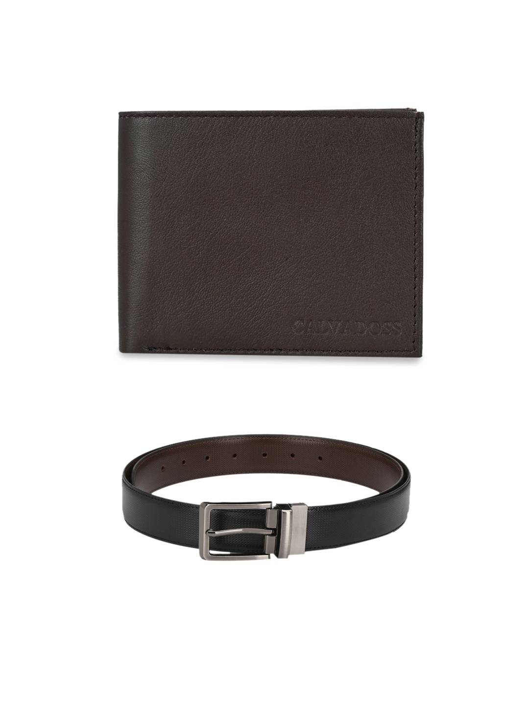 

Calvadoss Men Black & Brown Premium Belt & Wallet Gift Set