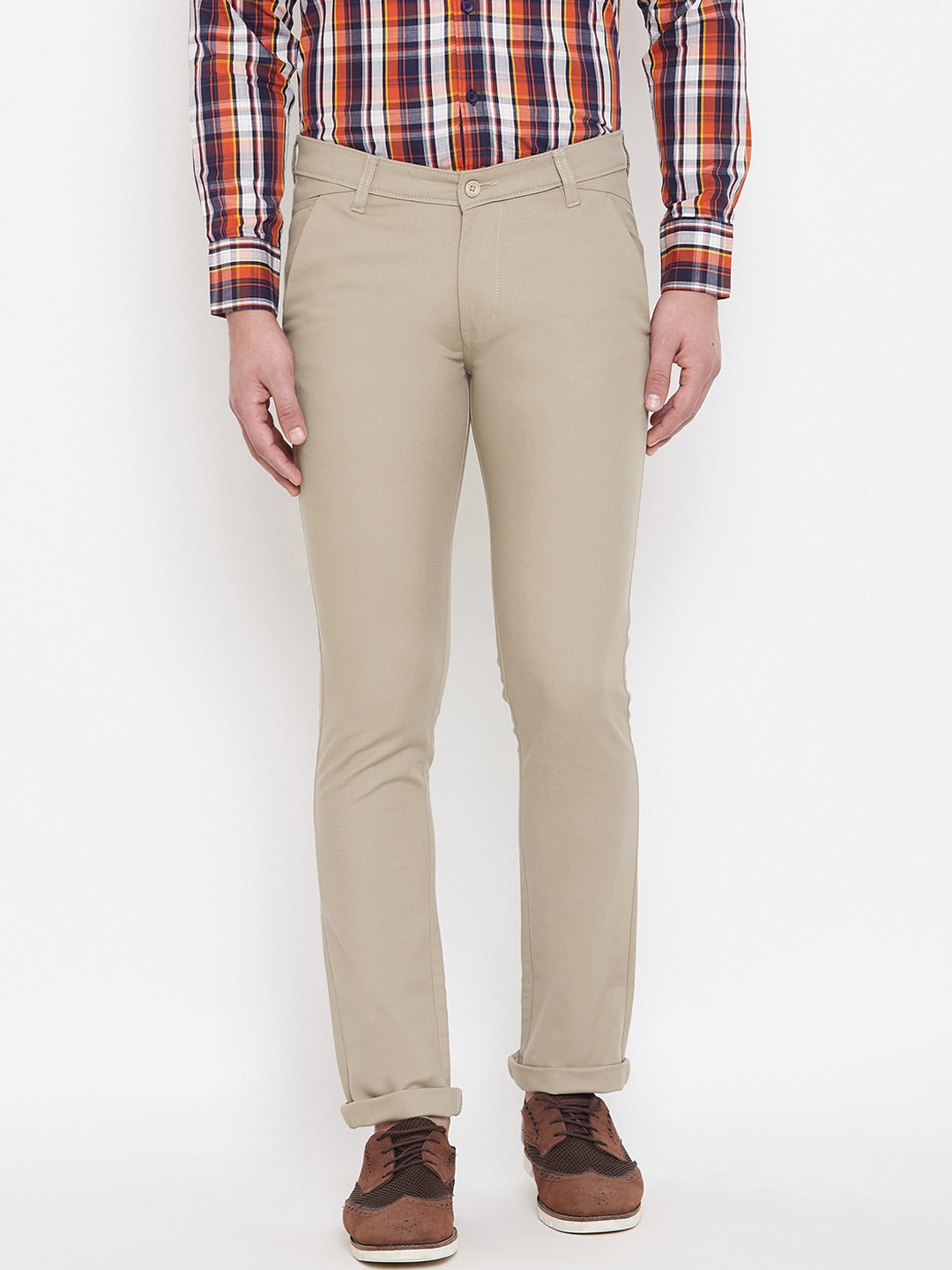 

Duke Men Beige Slim Fit Solid Regular Trousers