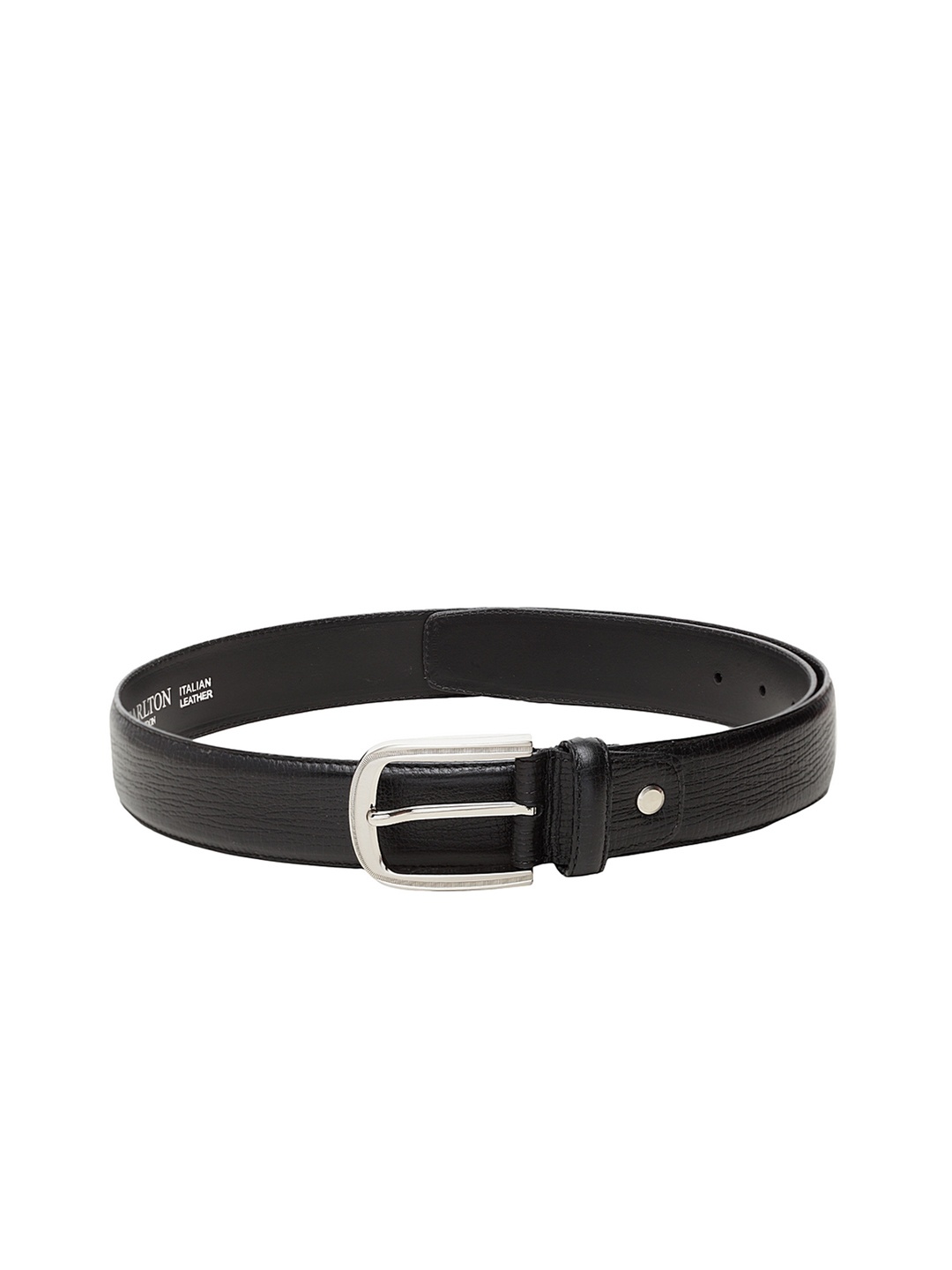 

Carlton London Men Black Solid Leather Belt