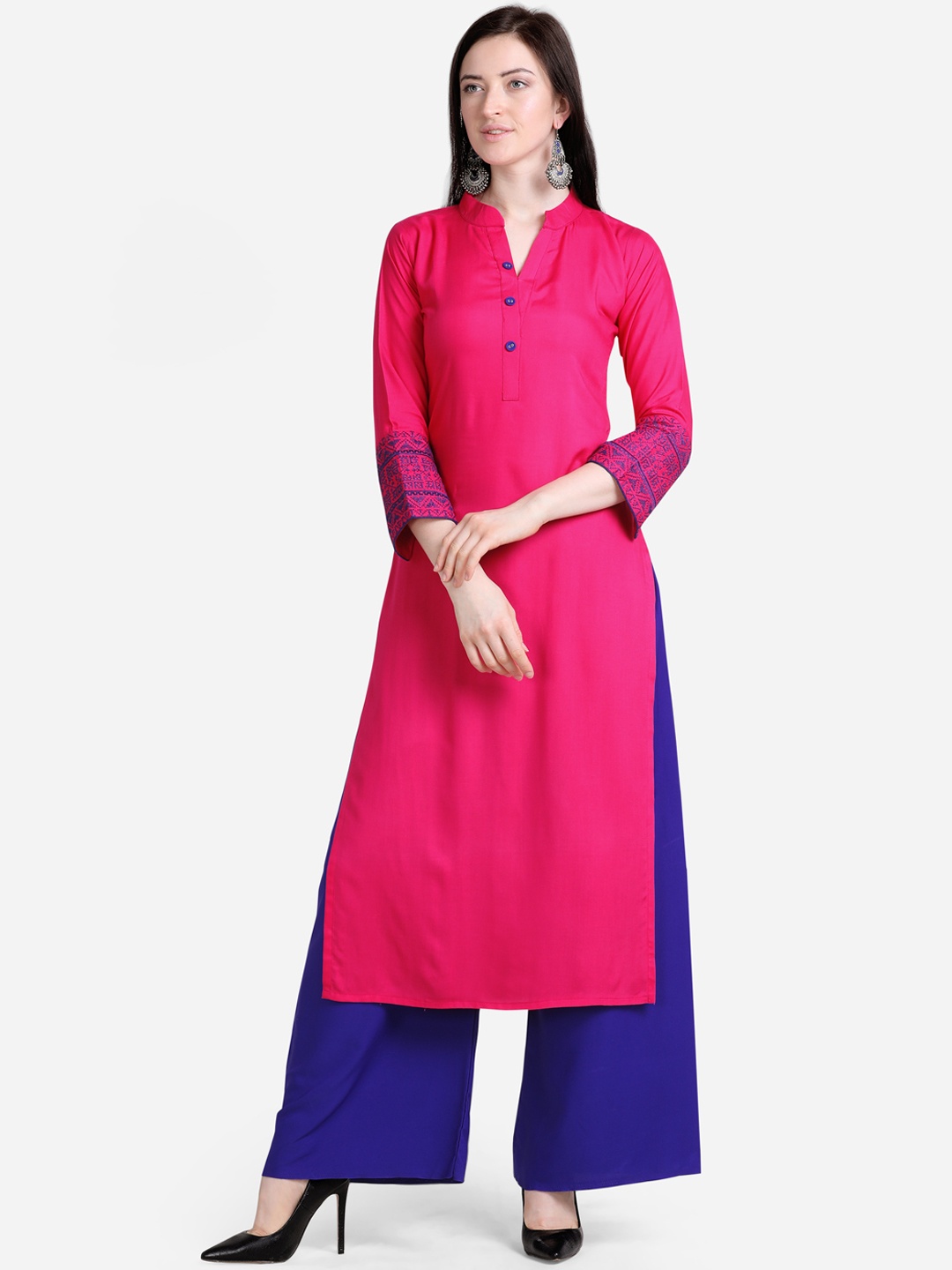 

Silk Bazar Women Pink Printed Straight Kurta