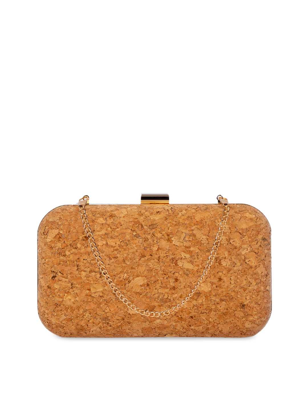 

MODERN MYTH Beige & Tan Brown Solid Box Clutch