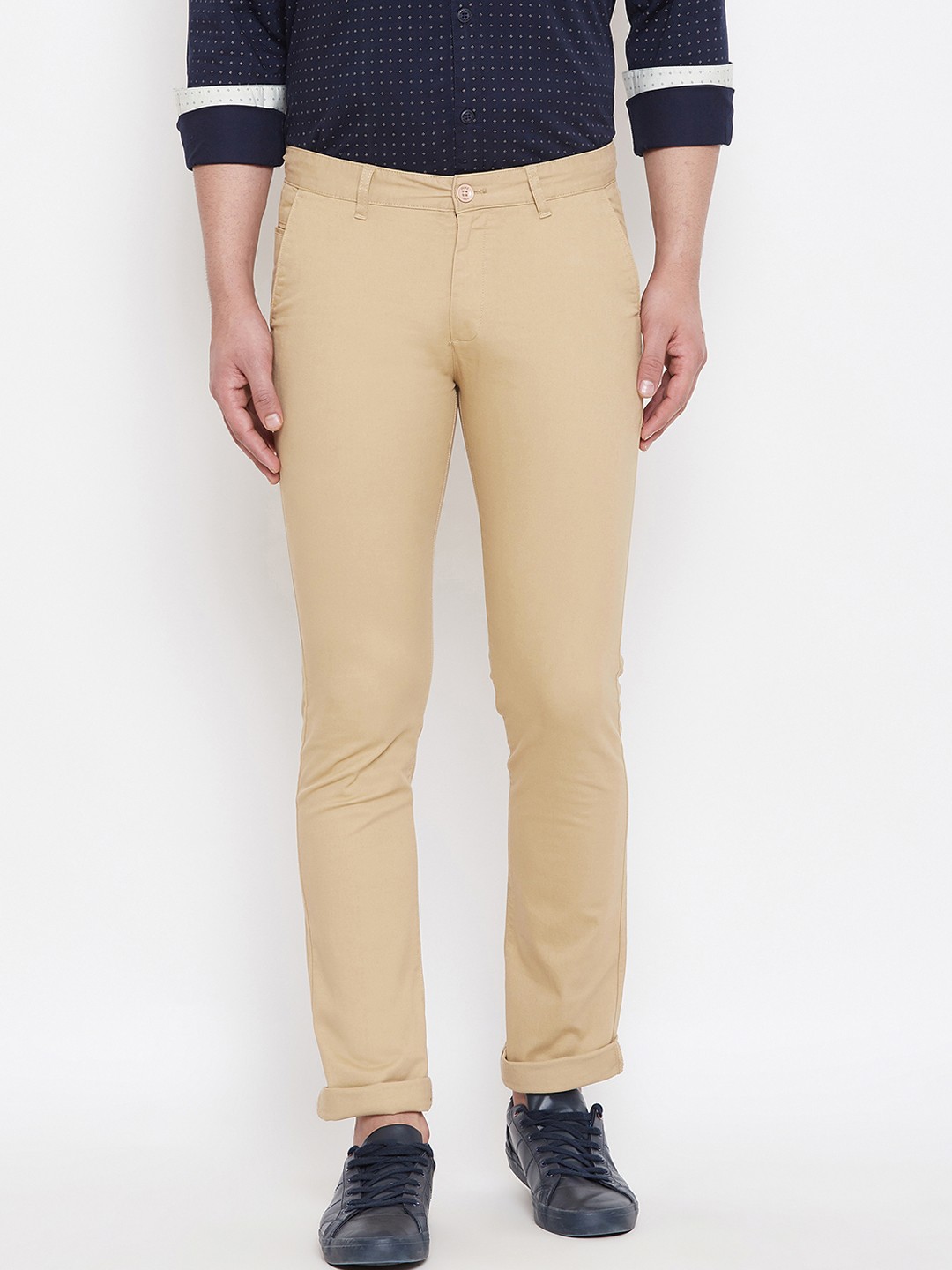 

Duke Men Khaki Slim Fit Solid Regular Trousers