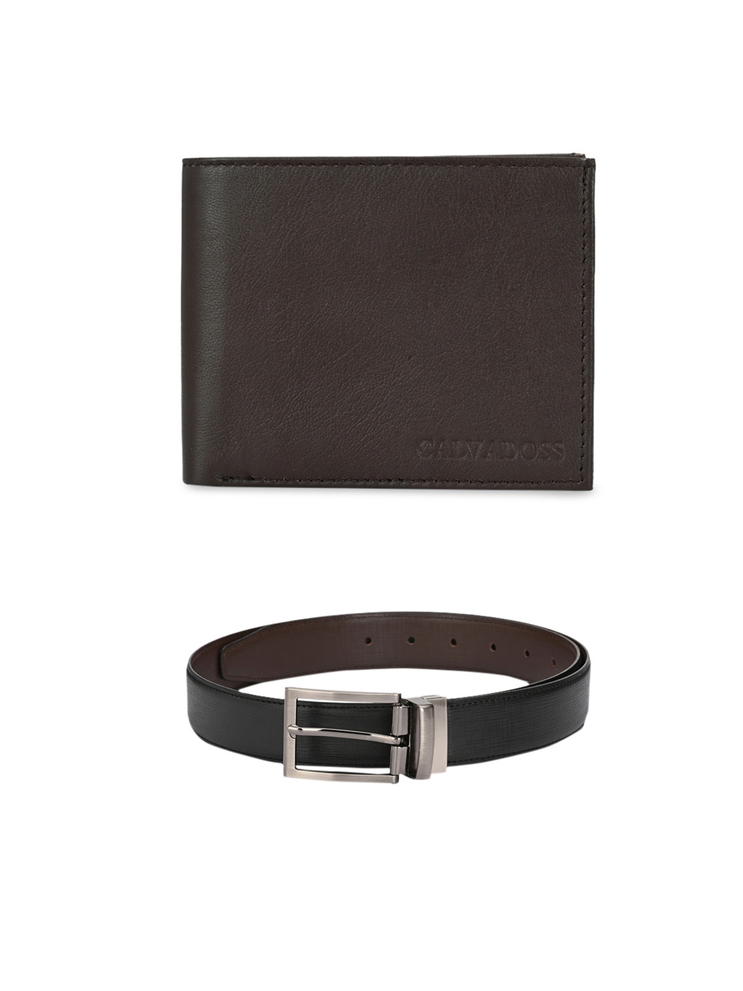 

Calvadoss Men Black & Brown Premium Belt & Wallet Gift Set