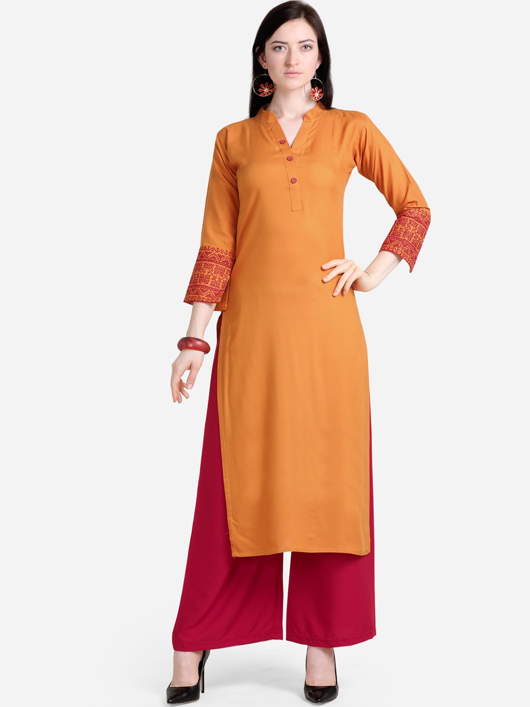 

Silk Bazar Women Mustard Yellow Solid Straight Kurta