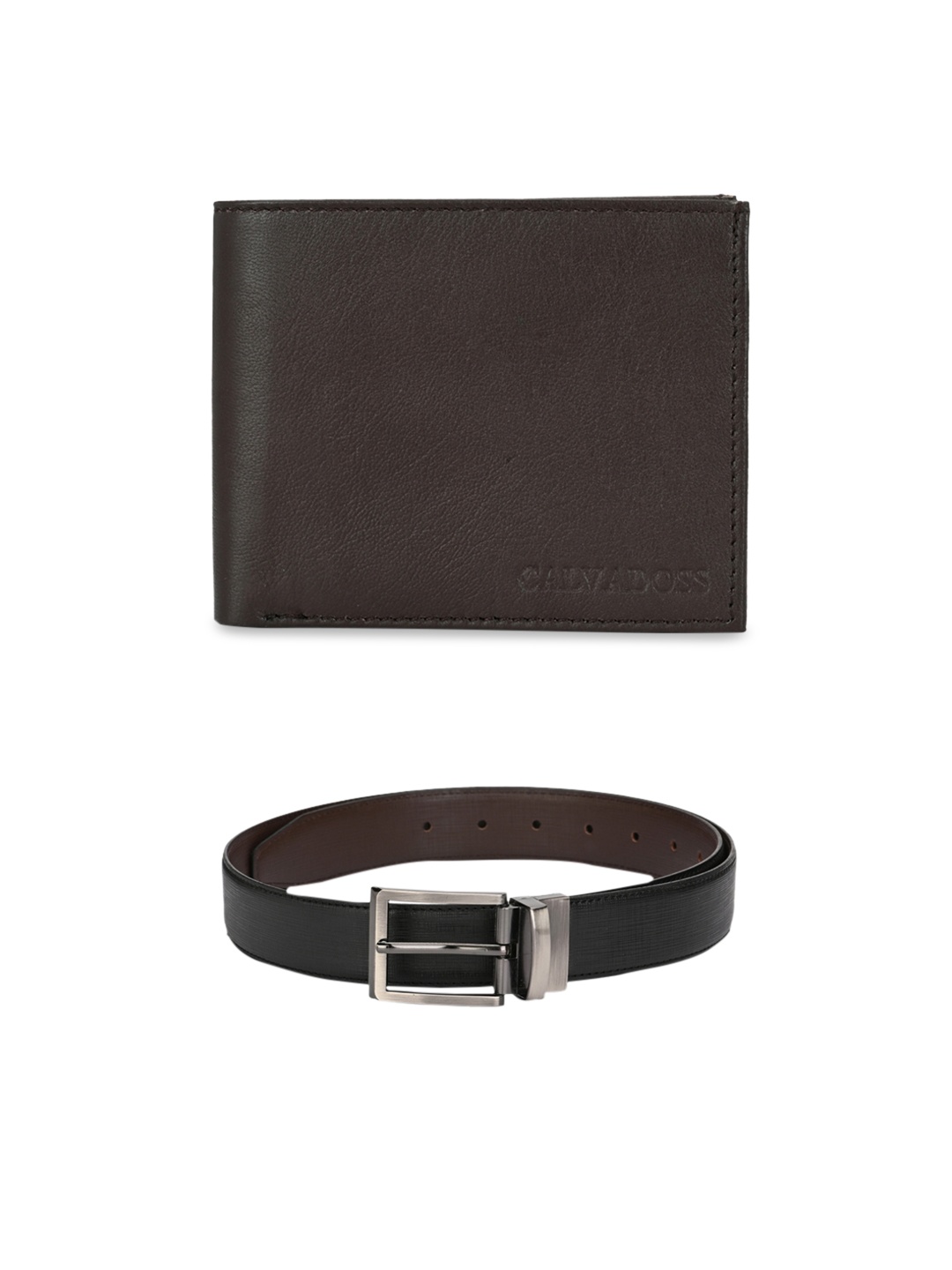 

Calvadoss Men Black & Brown Premium Belt & Wallet Gift Set