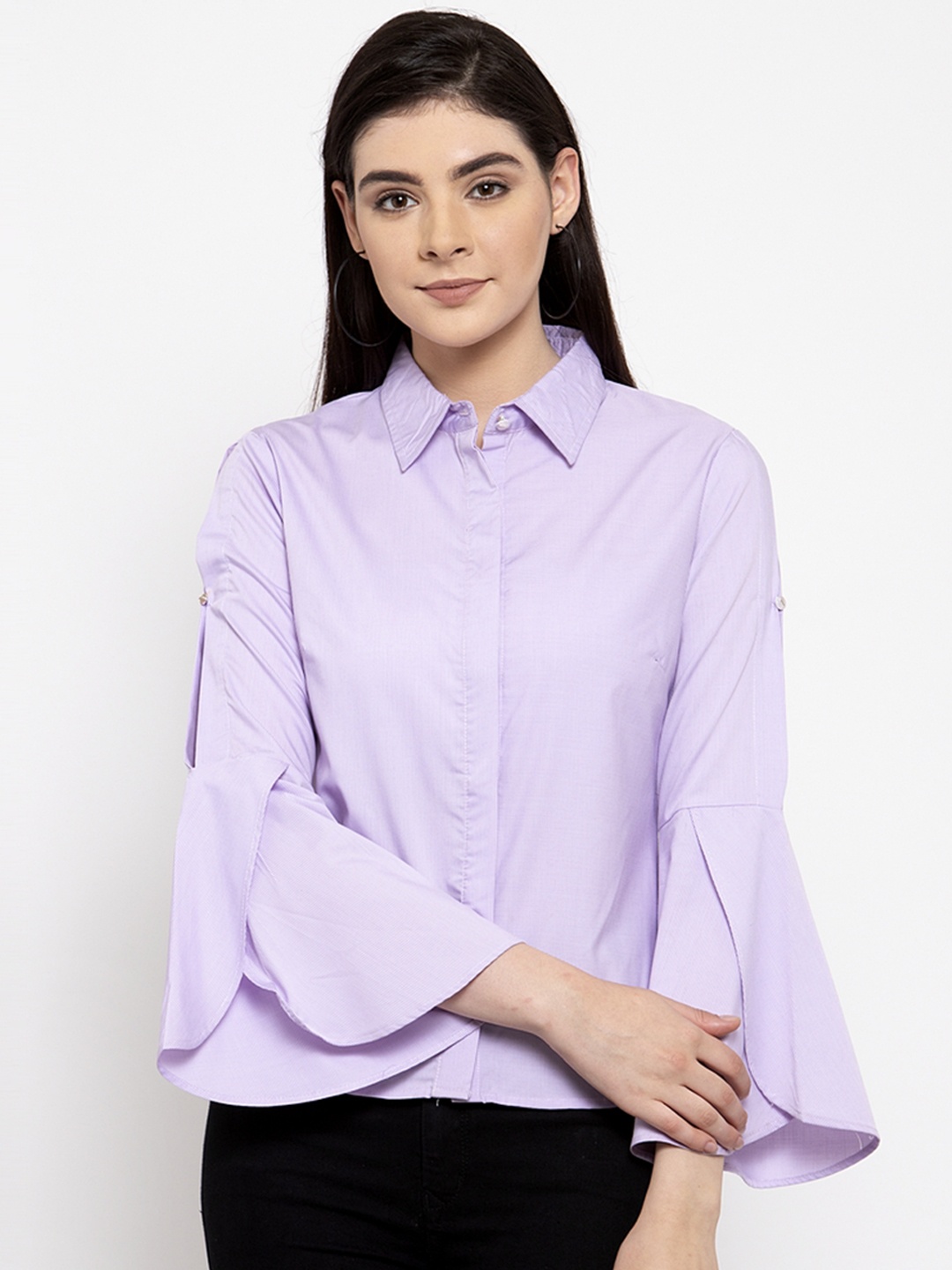 

armure Women Lavender Regular Fit Solid Casual Shirt