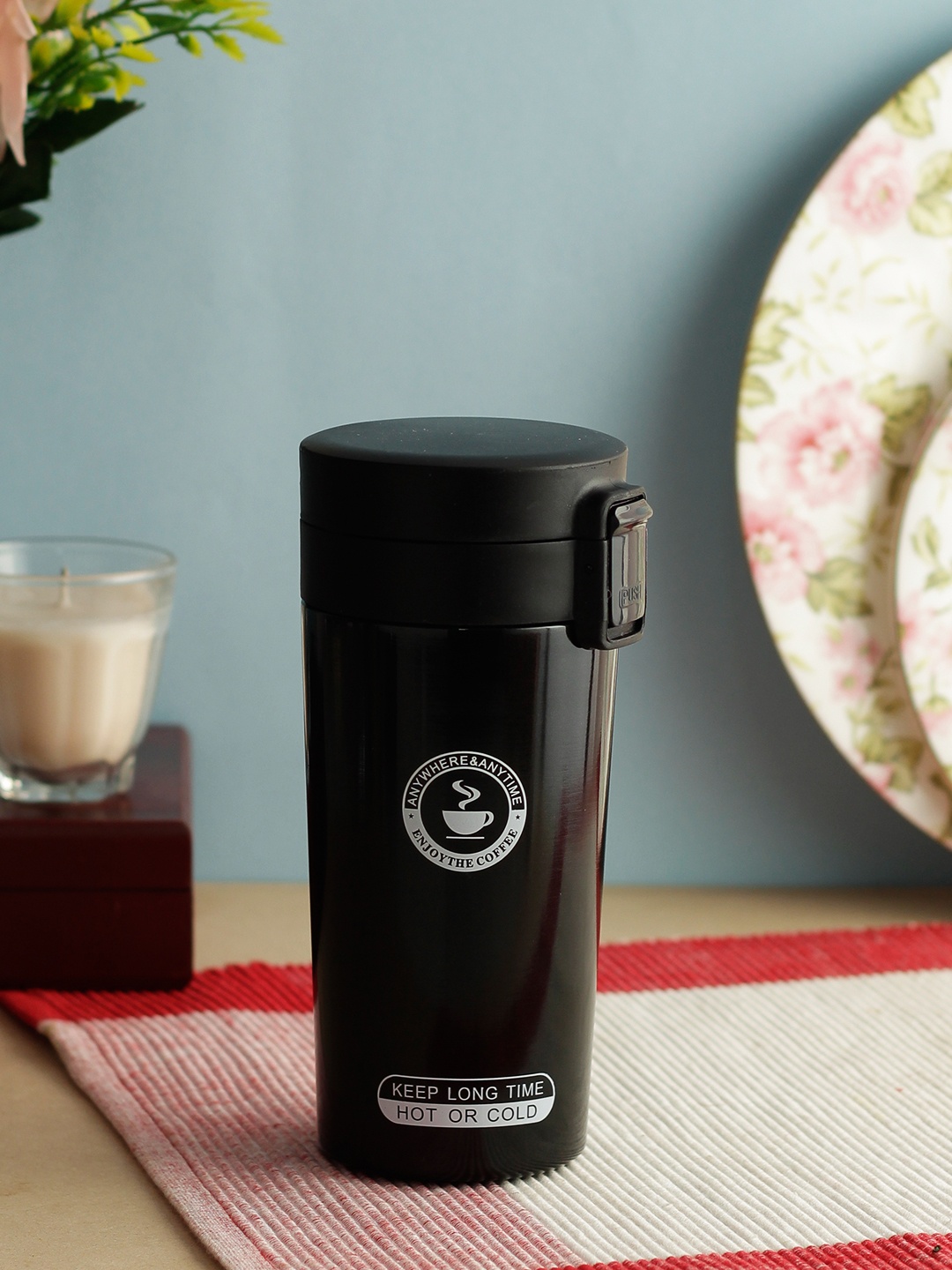 

INCRIZMA Black Solid Stainless Steel Vacuum Insulated Travel Tea & Coffee Mug