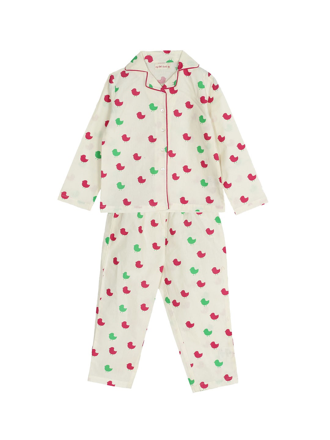 

My Little Lambs Kids Beige & Red Printed Night Suit