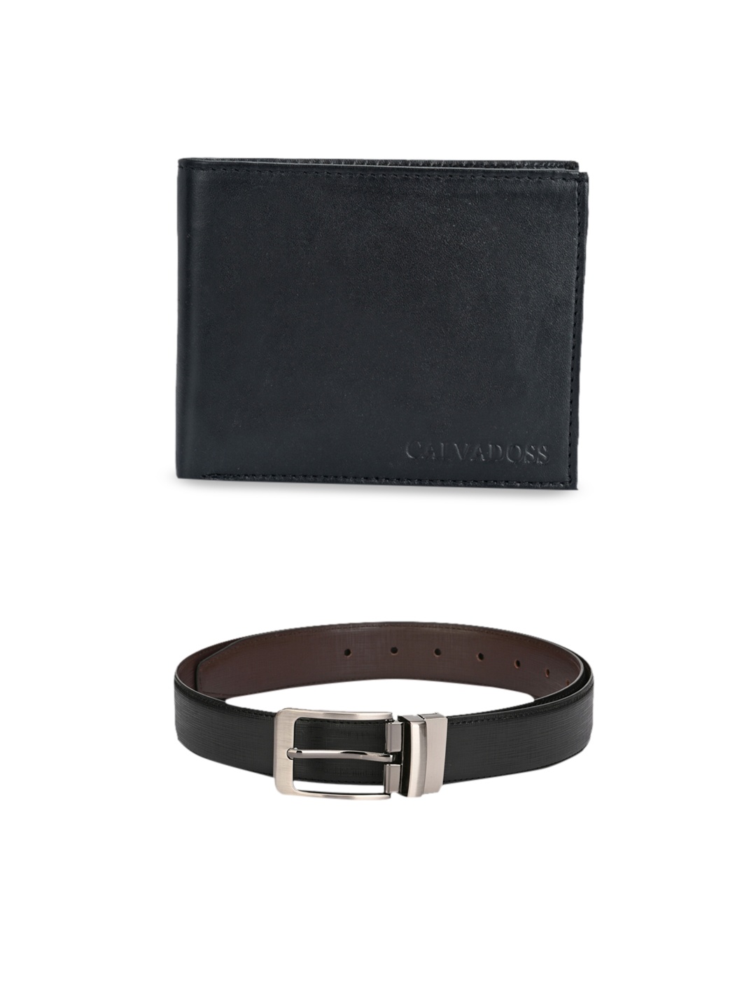 

Calvadoss Men Black & Brown Premium Belt & Wallet Gift Set