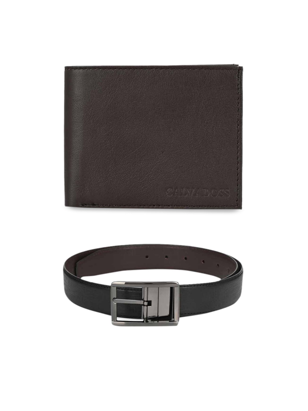

Calvadoss Men Brown & Black Premium Belt & Wallet Gift Set