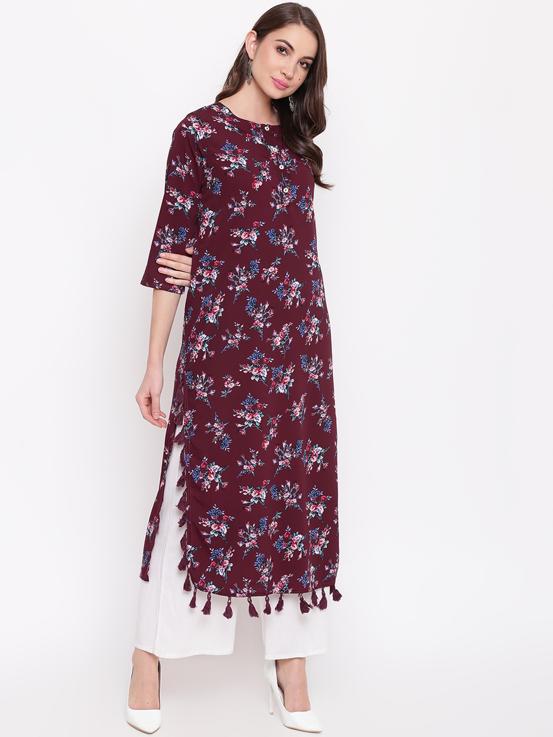 

Napra Women Maroon & White Printed Kurta with Palazzos