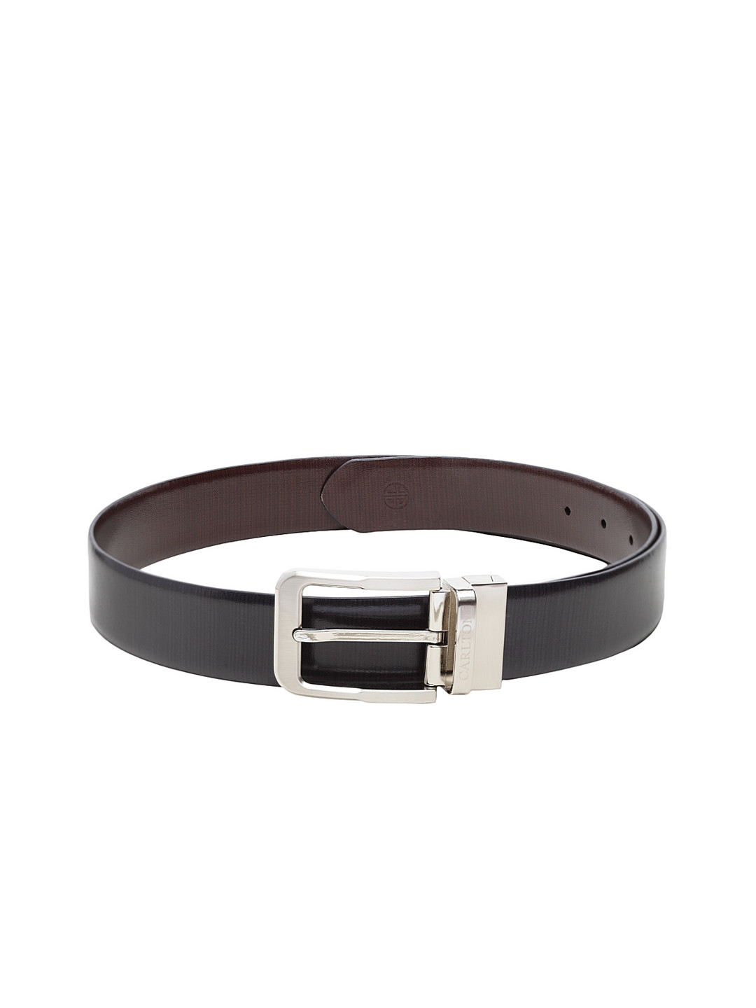 

Carlton London Men Black Solid Leather Belt