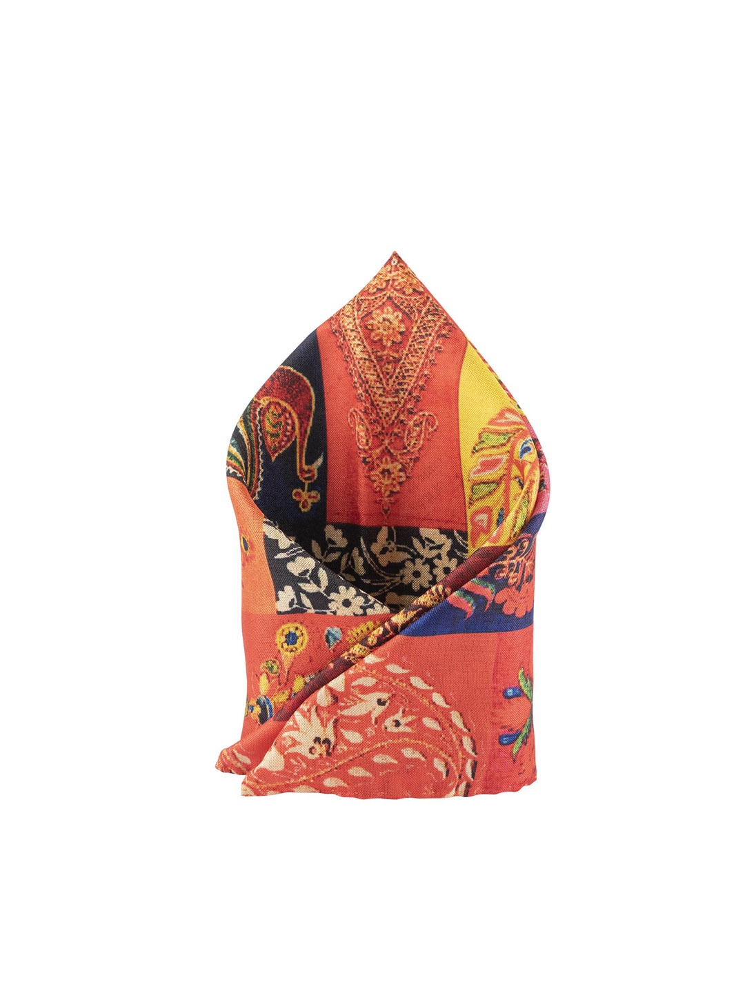 

The Tie Hub Men Orange & Blue Multiple Block Printed Pocket Square