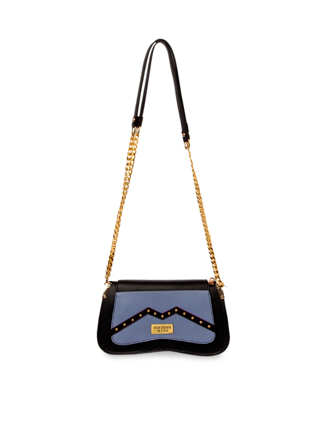 

MODERN MYTH Black & Blue Colourblocked Sling Bag