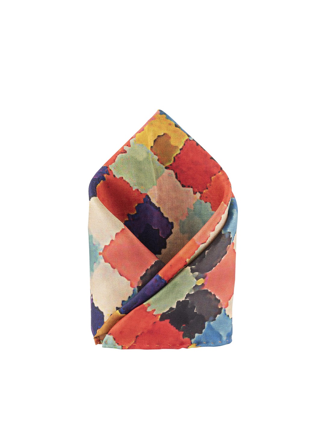 The Tie Hub Men Multicoloured Square Oil paint Printed Pocket Square, Red