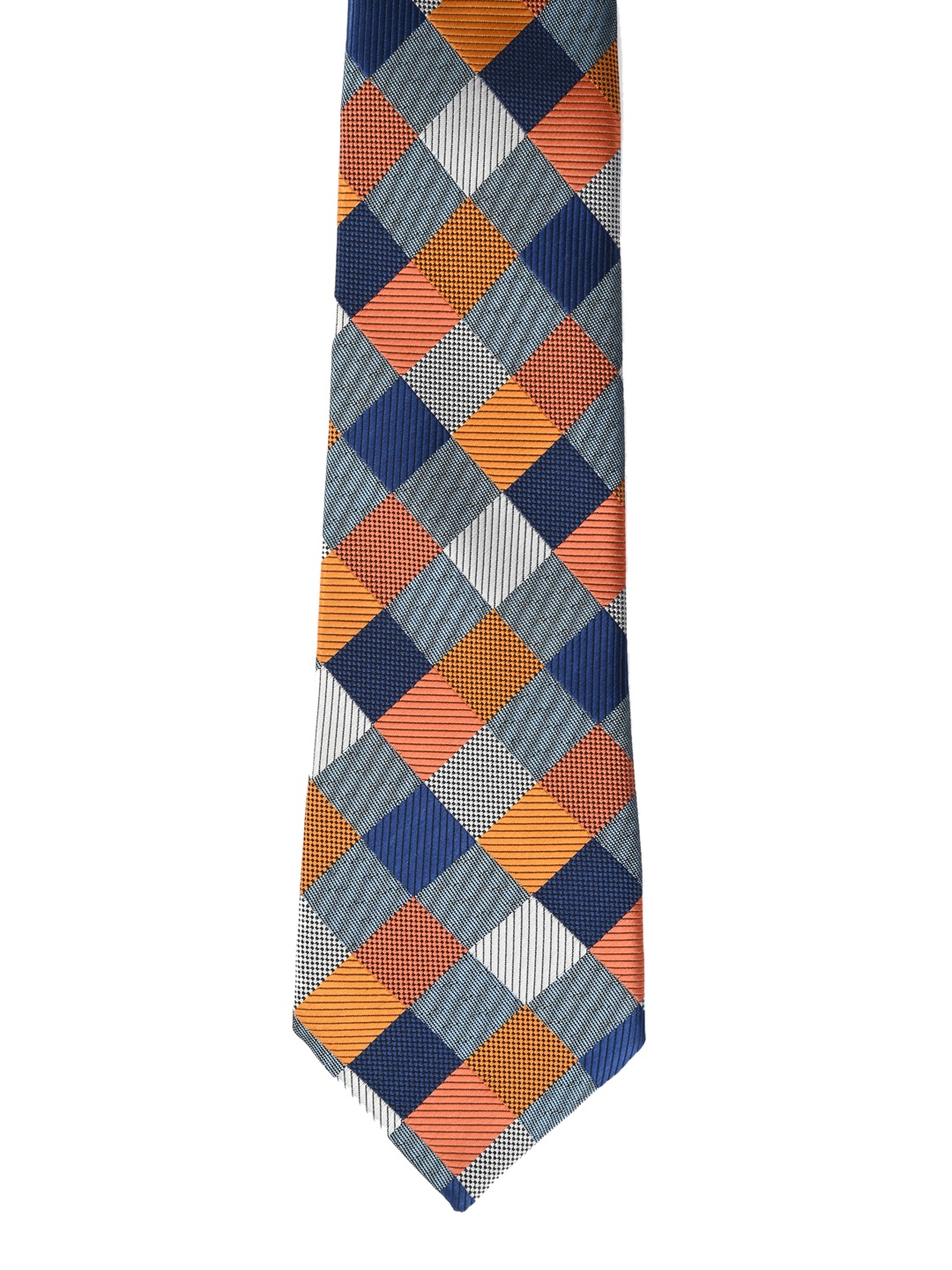 

Calvadoss Orange & Navy Blue Checked Broad Tie
