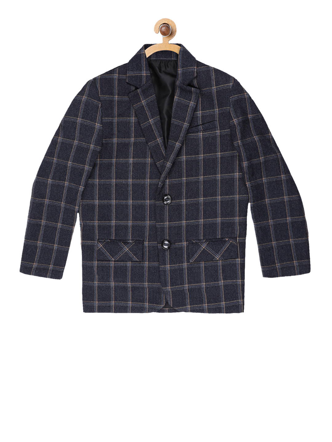 

Blue Giraffe Boys Grey & White Checked Single-Breasted Multi Plaid Casual Blazer
