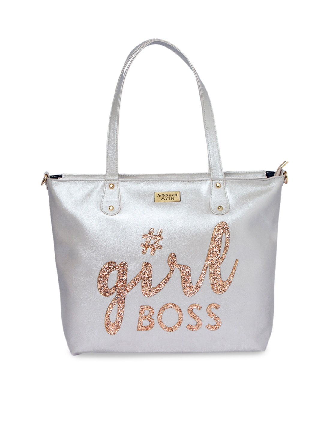 

MODERN MYTH Silver-Toned & Gold-Toned Embellished Shoulder Bag