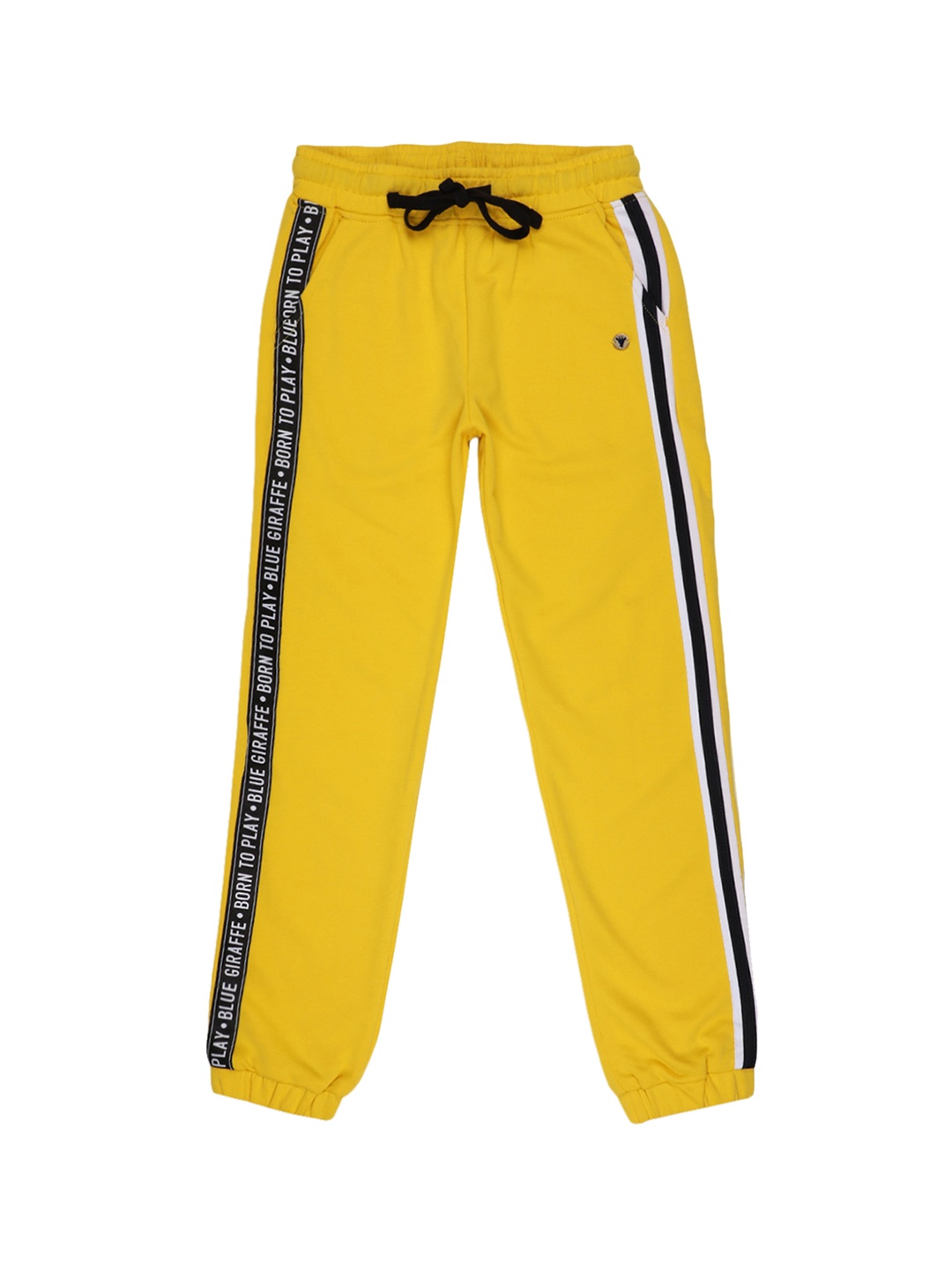Blue Giraffe Girls Yellow & Black Printed Joggers