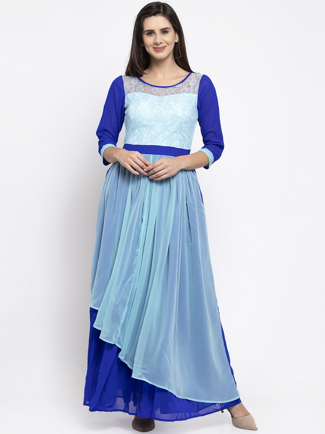 

Karmic Vision Women Blue Colourblocked Maxi Dress